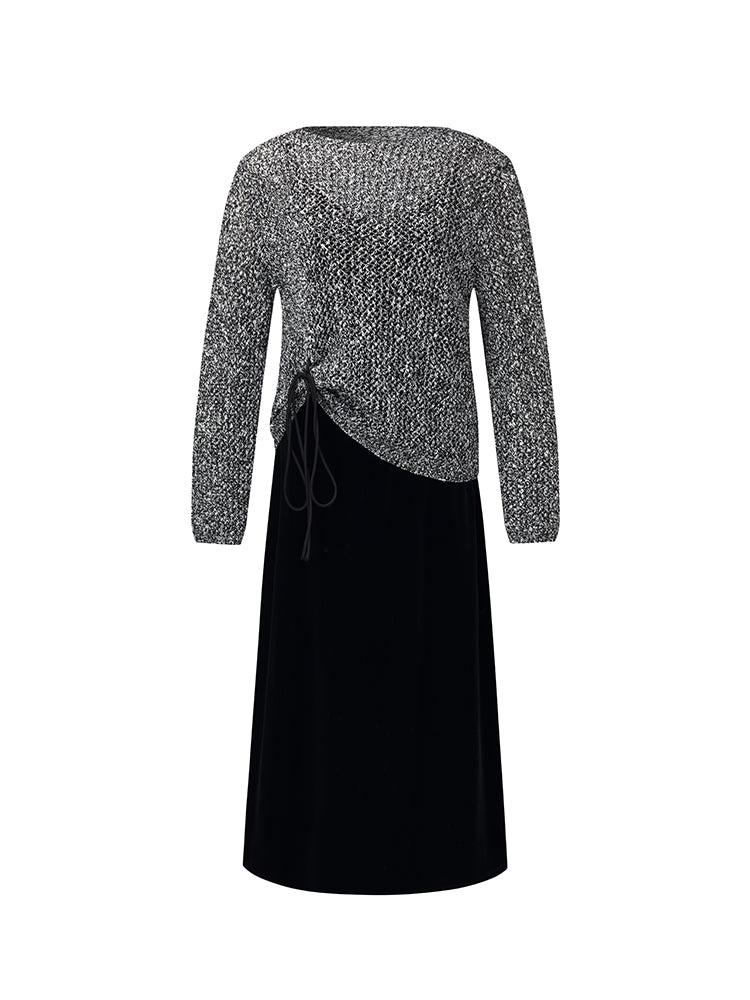 Cotton Blend Sweater And Strap Dress Two-Piece Set Product Image