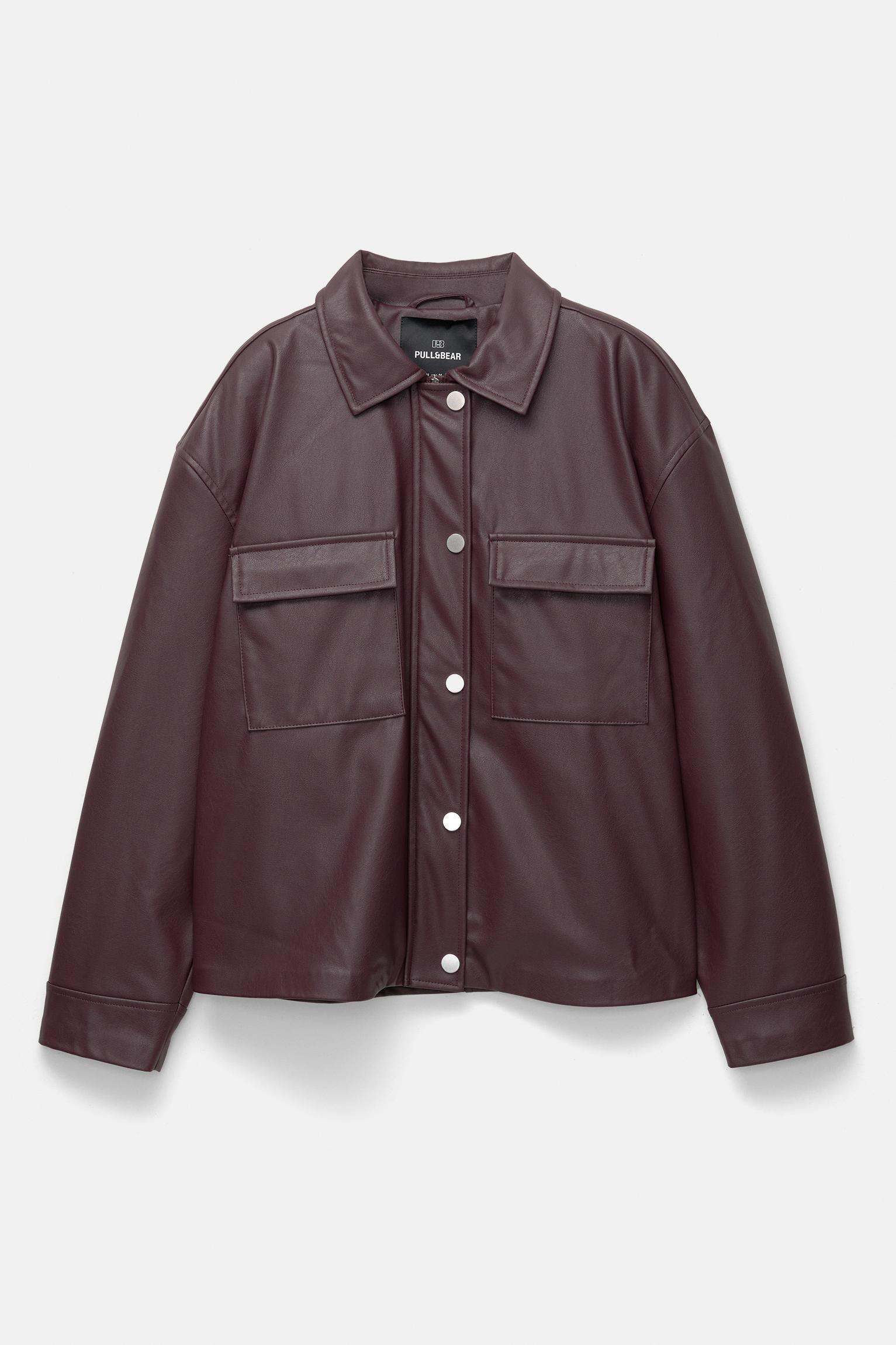 Faux leather jacket with pockets Product Image