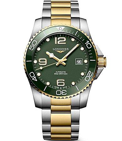 Longines Mens Hydroconquest Green Dial Automatic Two Tone Stainless Steel Bracelet Watch Product Image