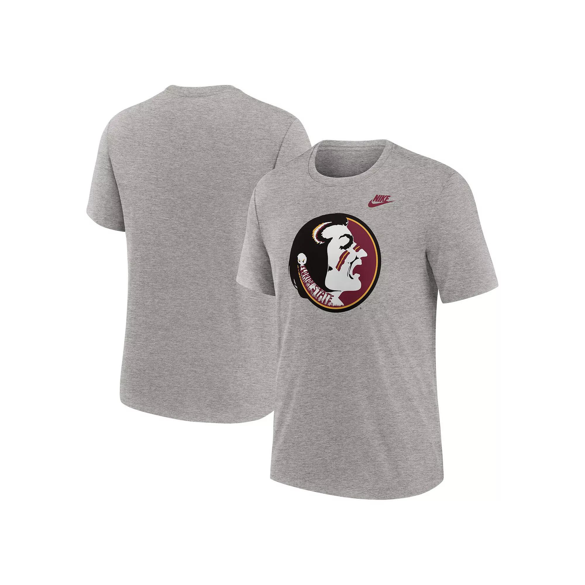Men's Nike Heather Gray Florida State Seminoles Blitz Evergreen Legacy Primary Tri-Blend T-Shirt,  Product Image