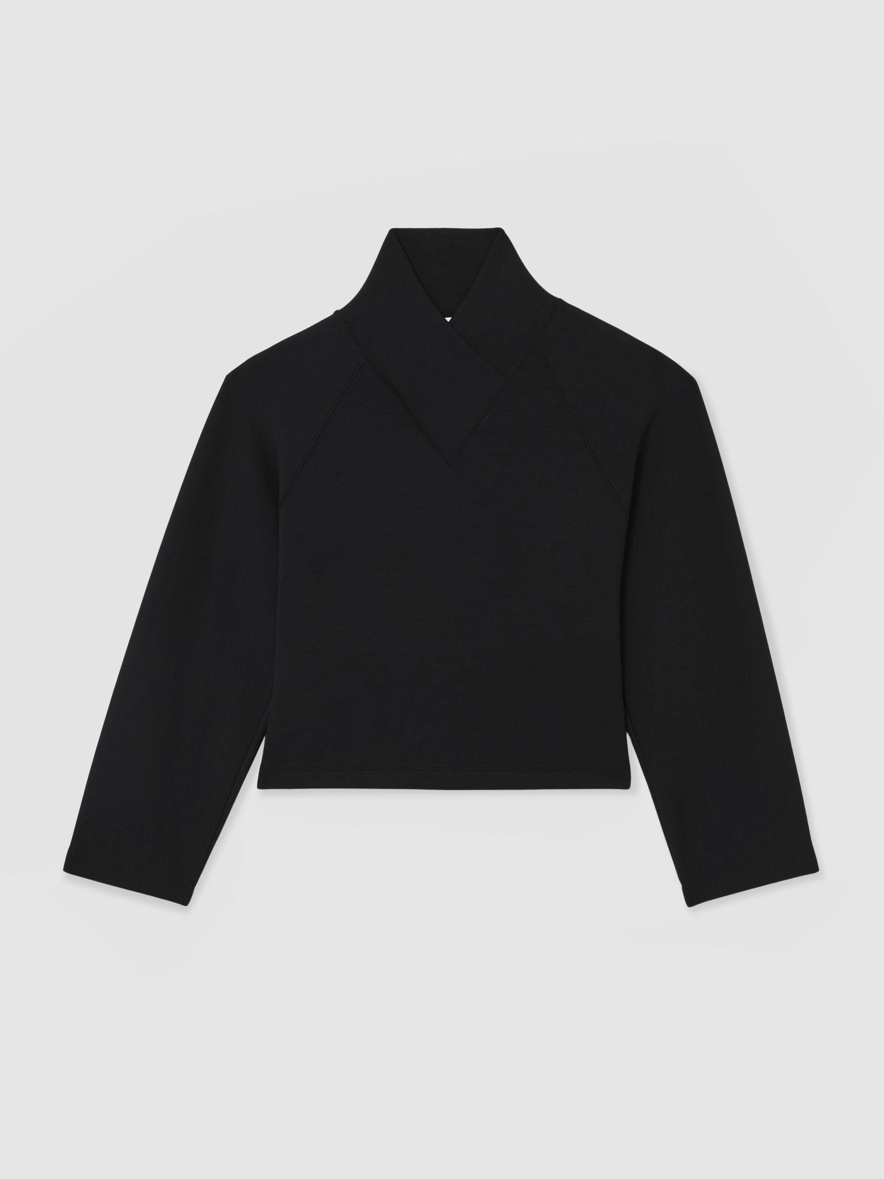 Premium Interlock Shawl-Neck Sweatshirt in Black Product Image