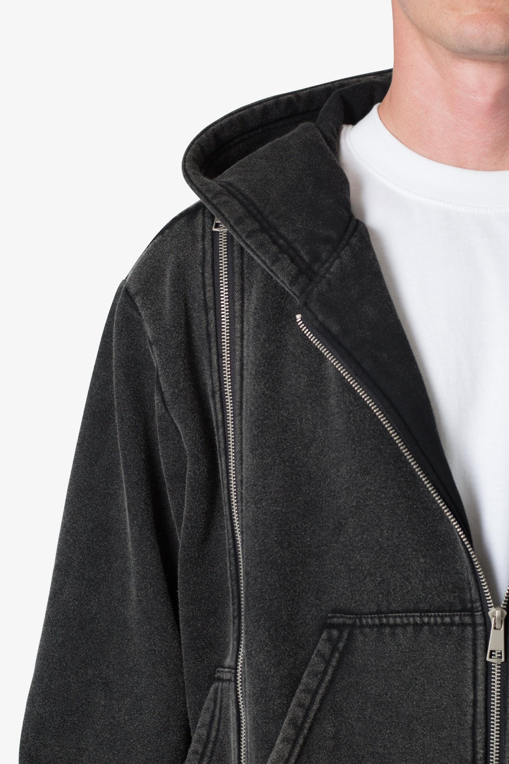 Dual Zipper Hoodie - Washed Black Product Image