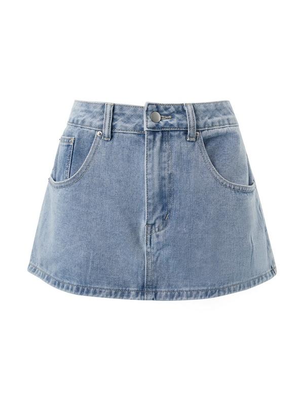 Vintage Blue Micro Denim Skirts Product Image
