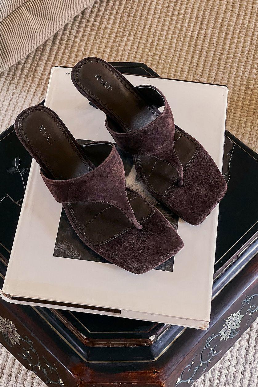 Wide Thong Suede Heels Product Image