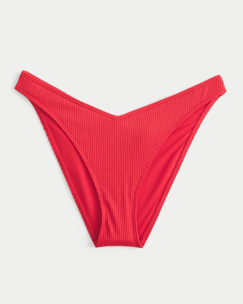 Ribbed High-Leg Cheeky Bikini Bottom Product Image