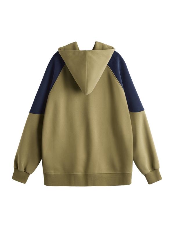 Color Block Splice Letter Print Drawstring Oversized Hoodie Product Image