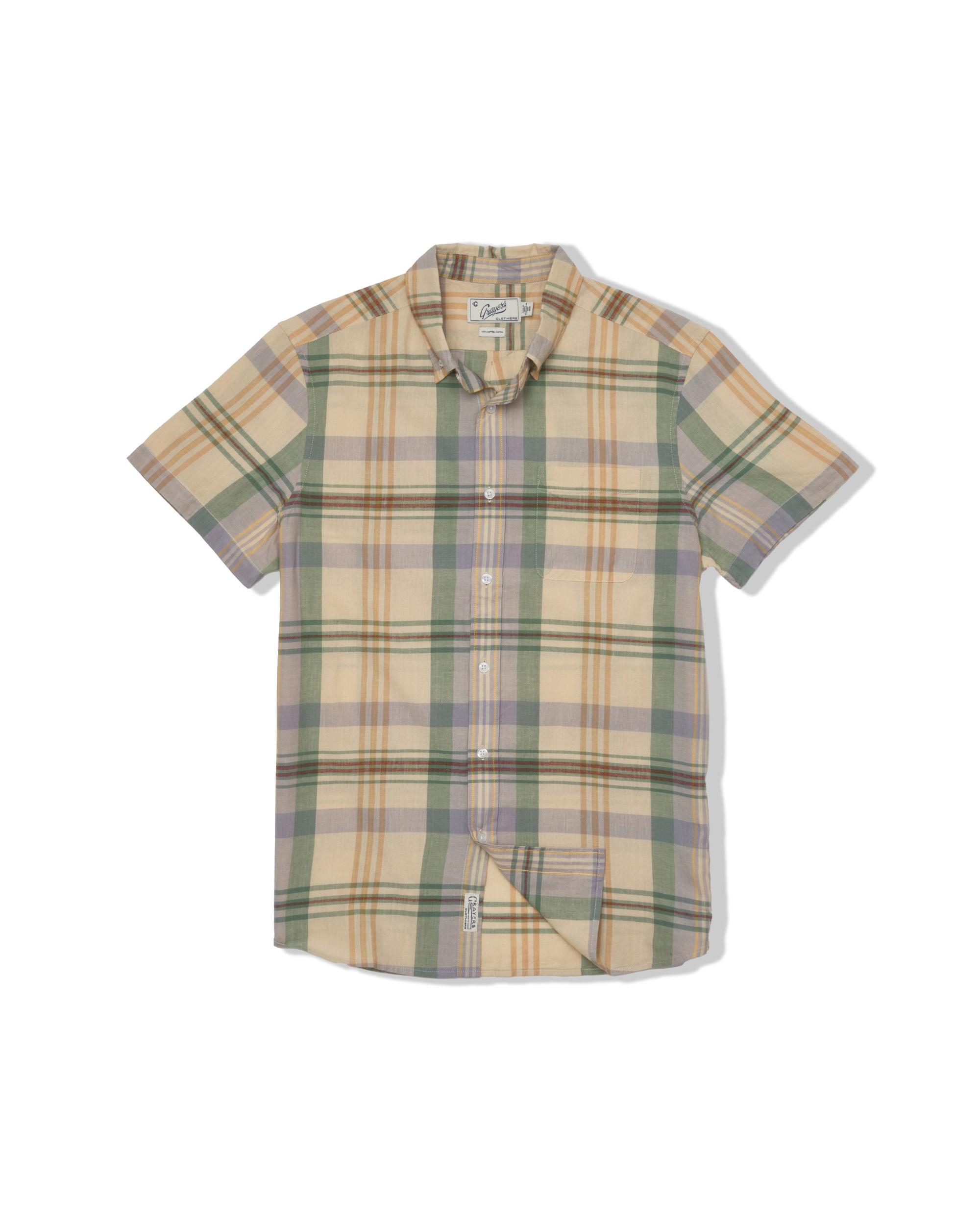 Classic Madras Plaid Short Sleeve Shirt - Lt Blue Cream Plaid Product Image