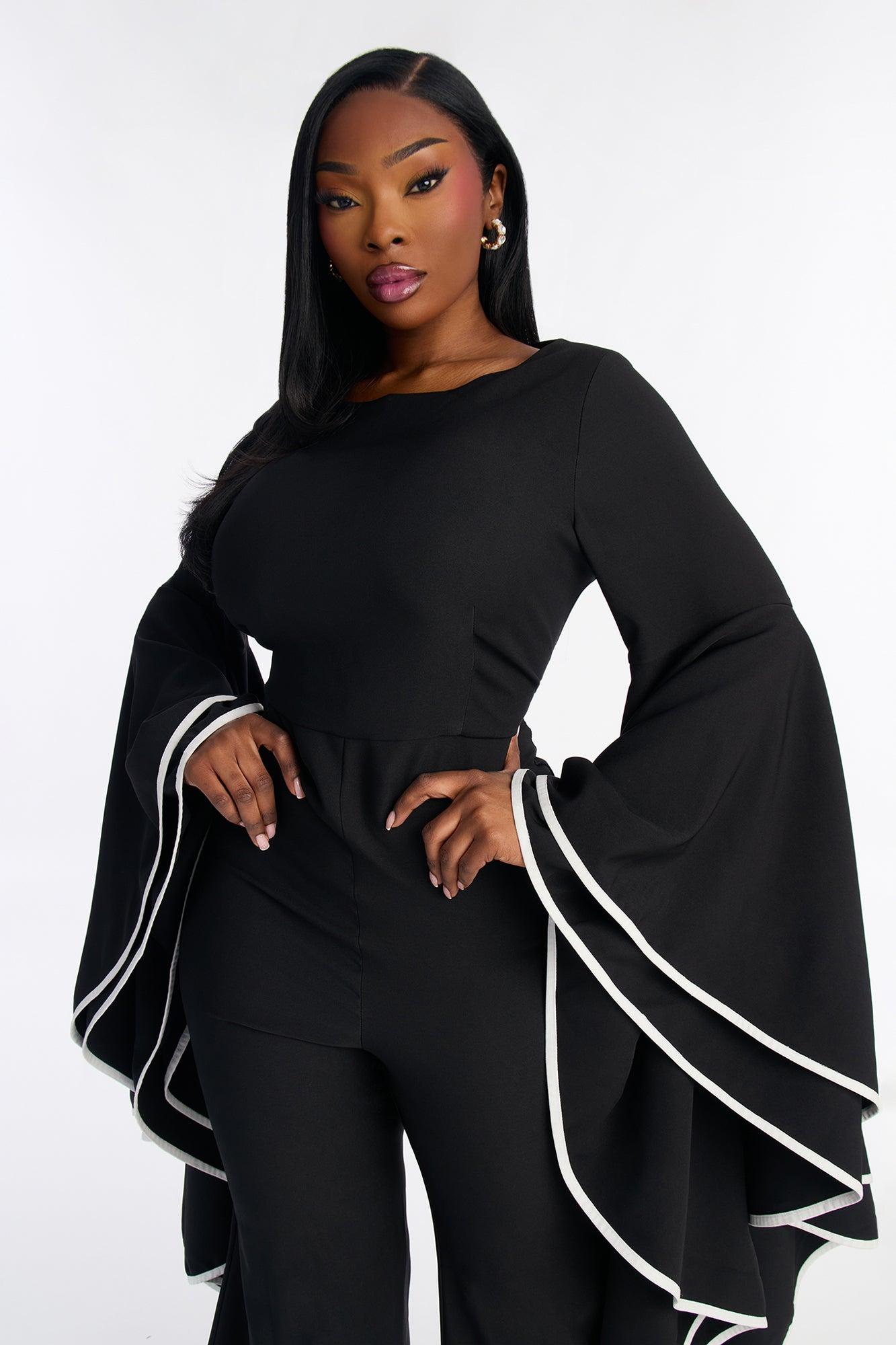 Tango Time Ruffle Flare Leg Jumpsuit - Black Female Product Image