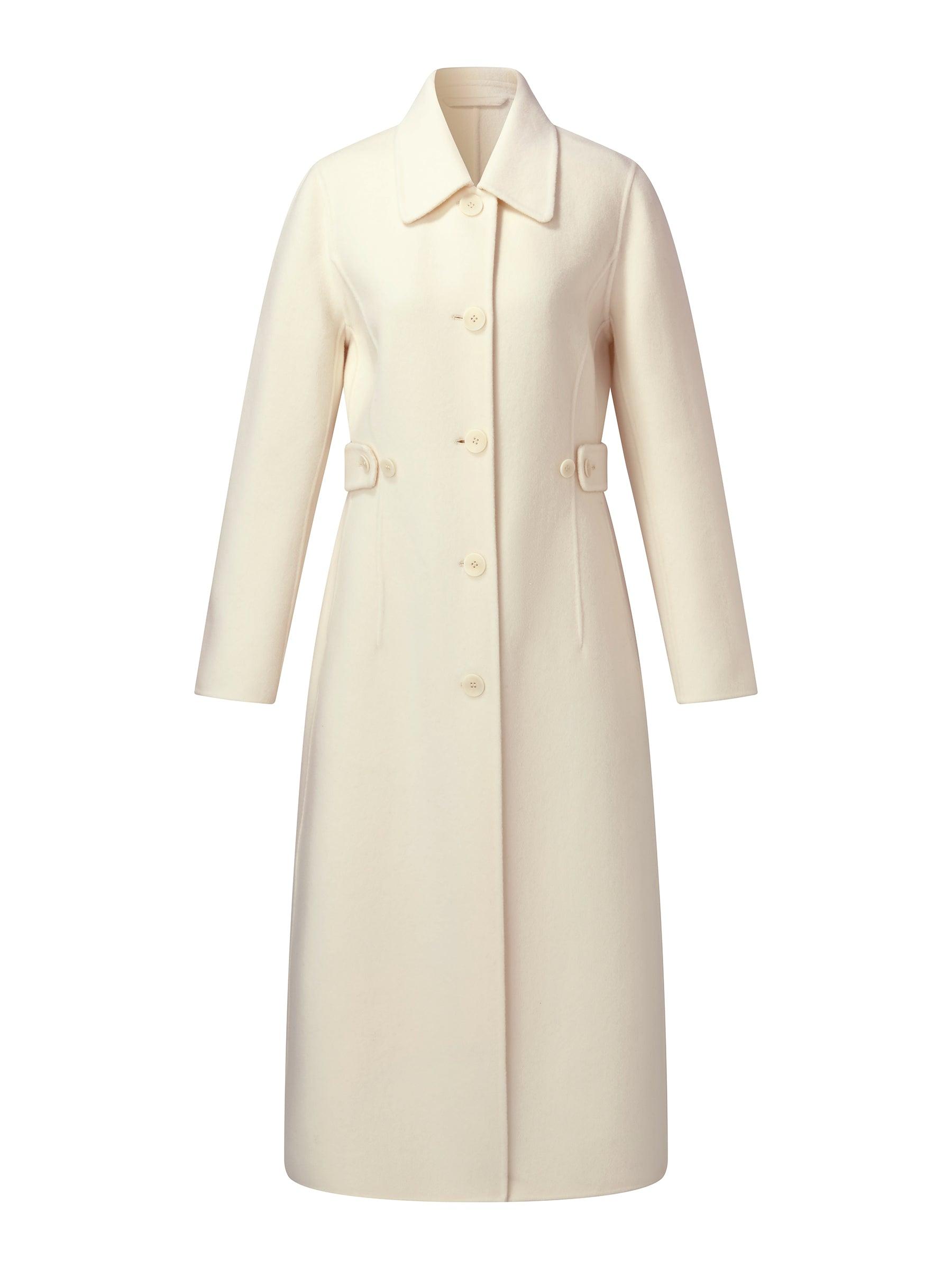 Cashmere Wool Blend Women Overcoat With Detachable Waist Tab Product Image