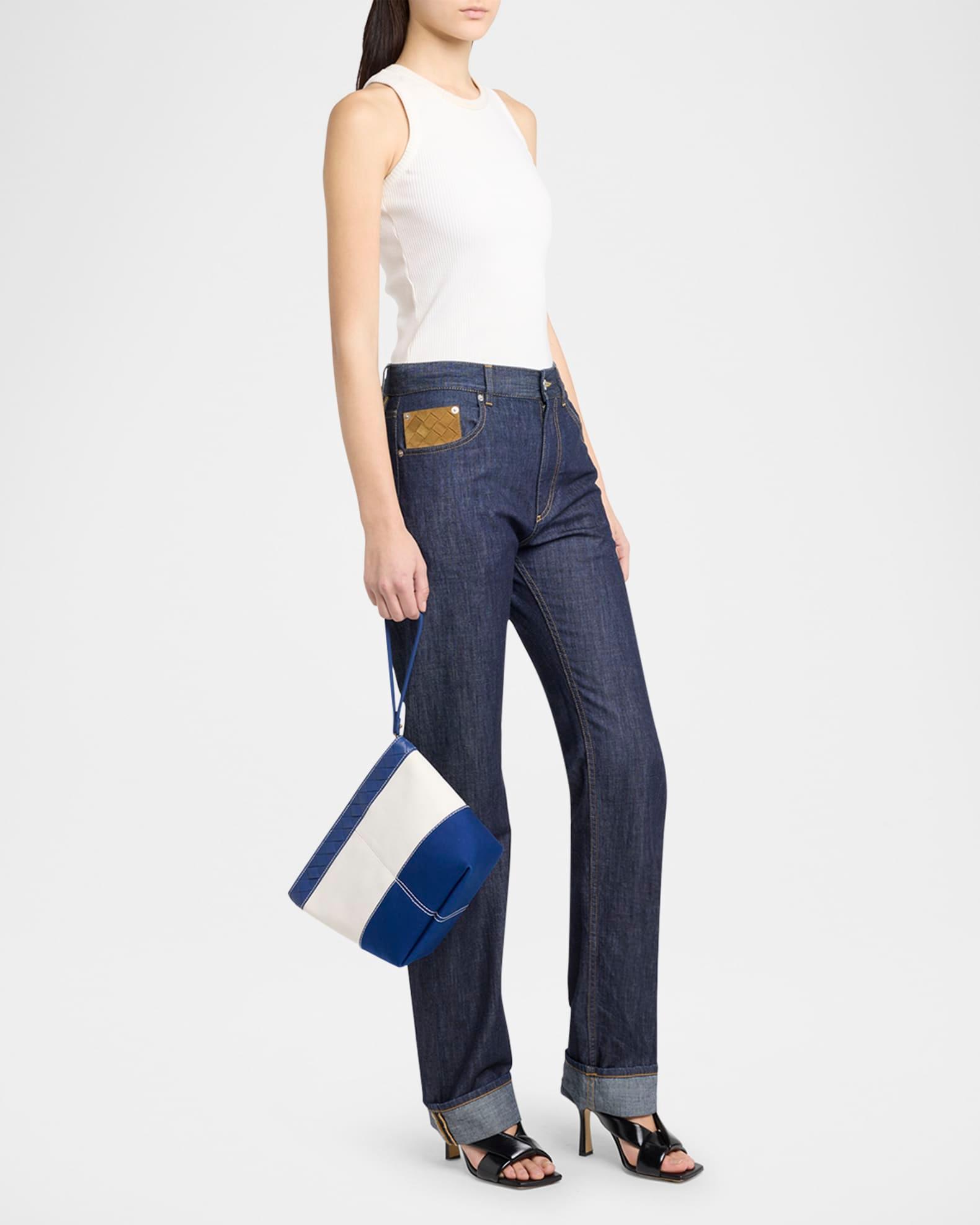 Leather-Trim Canvas Pouch Bag Product Image