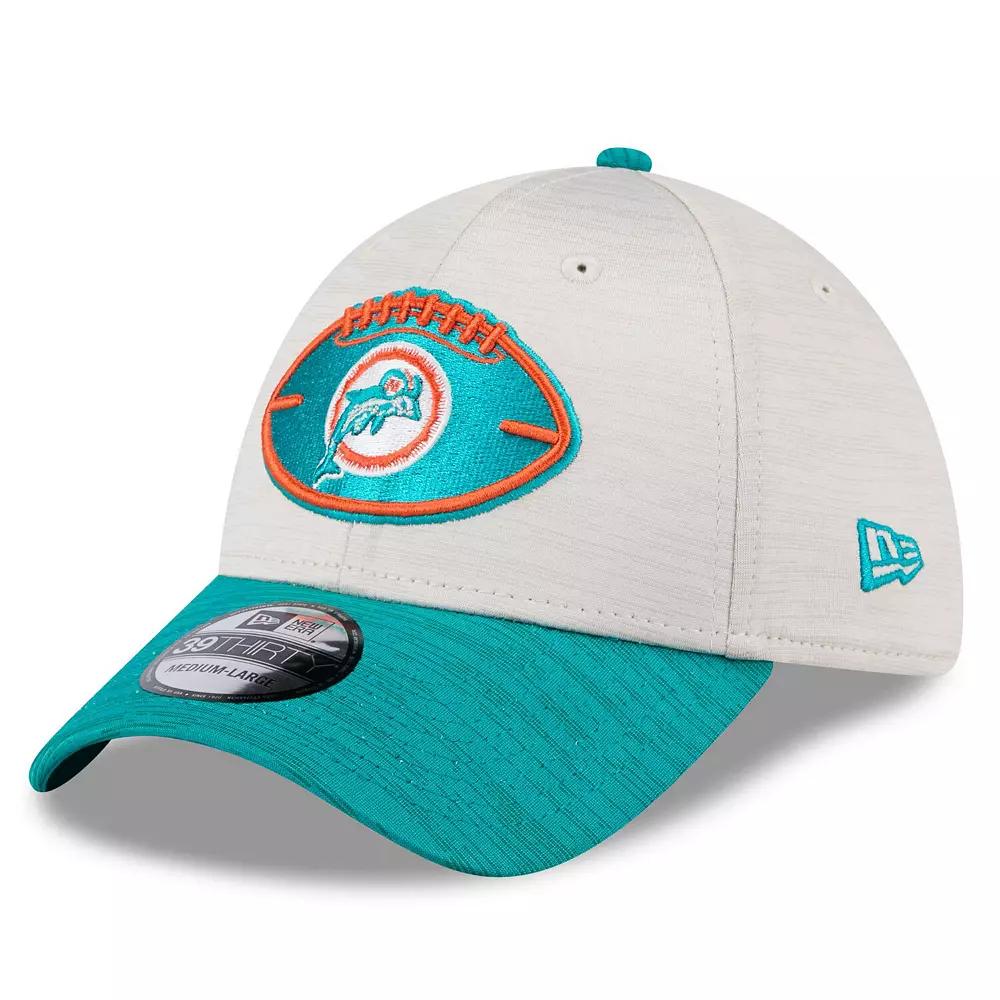 Men's New Era Stone/Aqua Miami Dolphins 2024 Sideline Historic 39THIRTY Flex Hat, Size: Small/Medium, Team Product Image