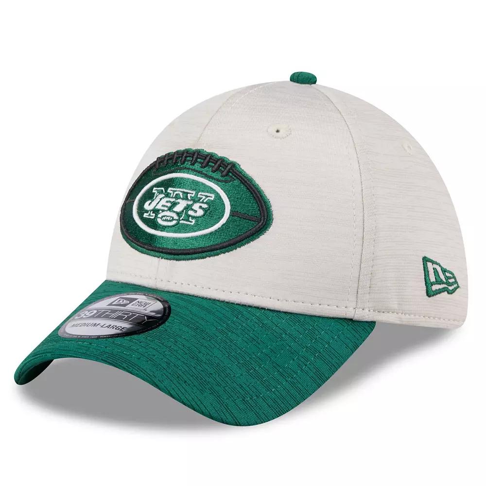 Men's New Era Stone/Green New York Jets 2024 Sideline Historic 39THIRTY Flex Hat, Size: Medium/Large, Team Product Image