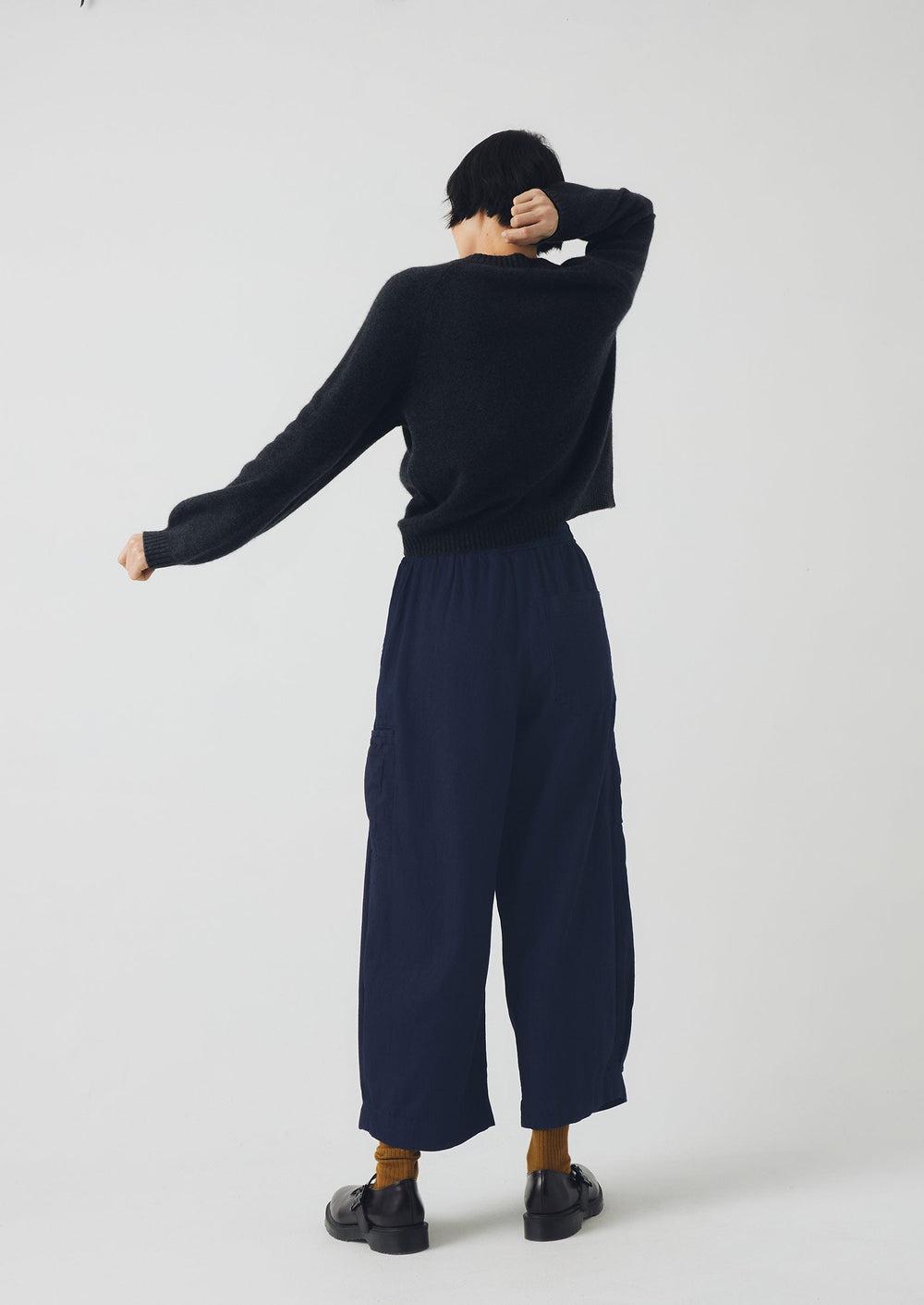 Cotton Twill Wide Leg Pants | Indigo Product Image