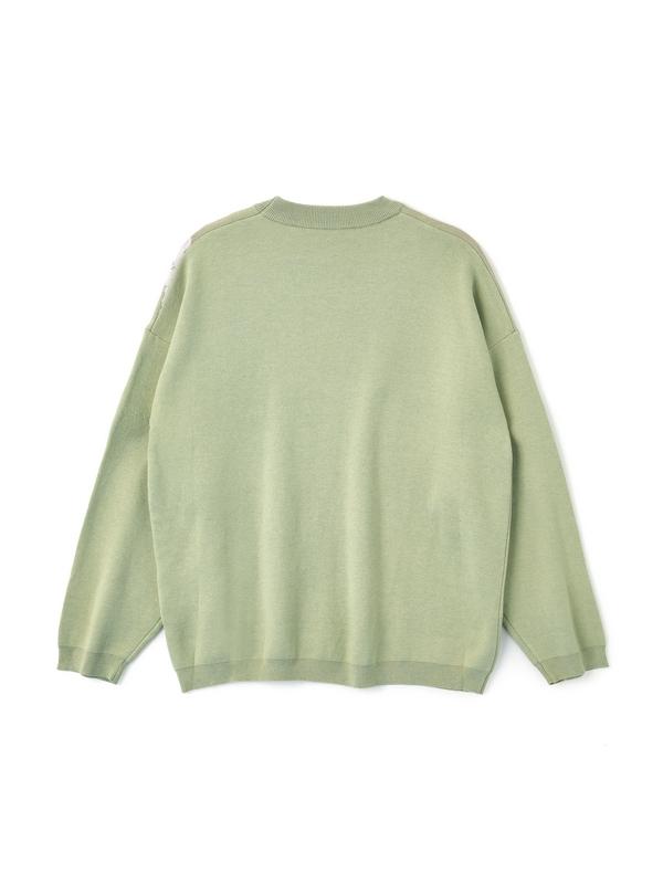 Knit Skull Print Loose Sweater Product Image