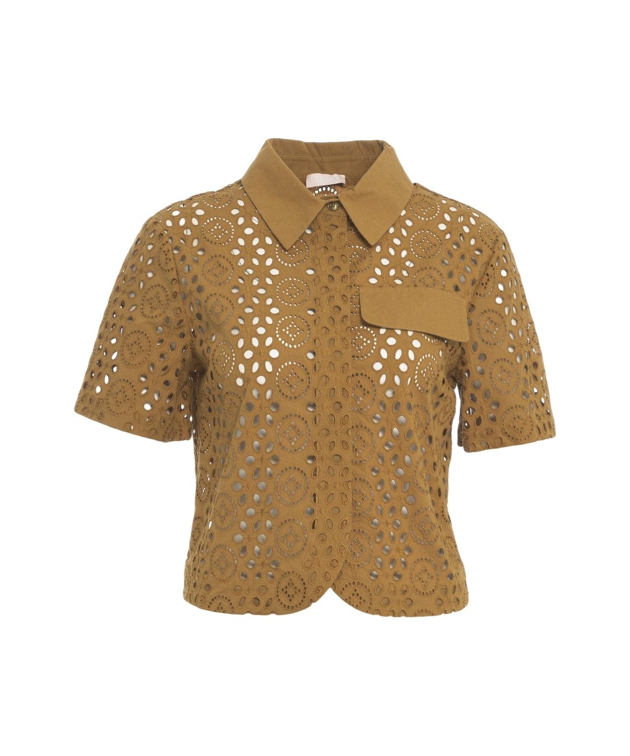 Blouse with perforated embroidery Product Image
