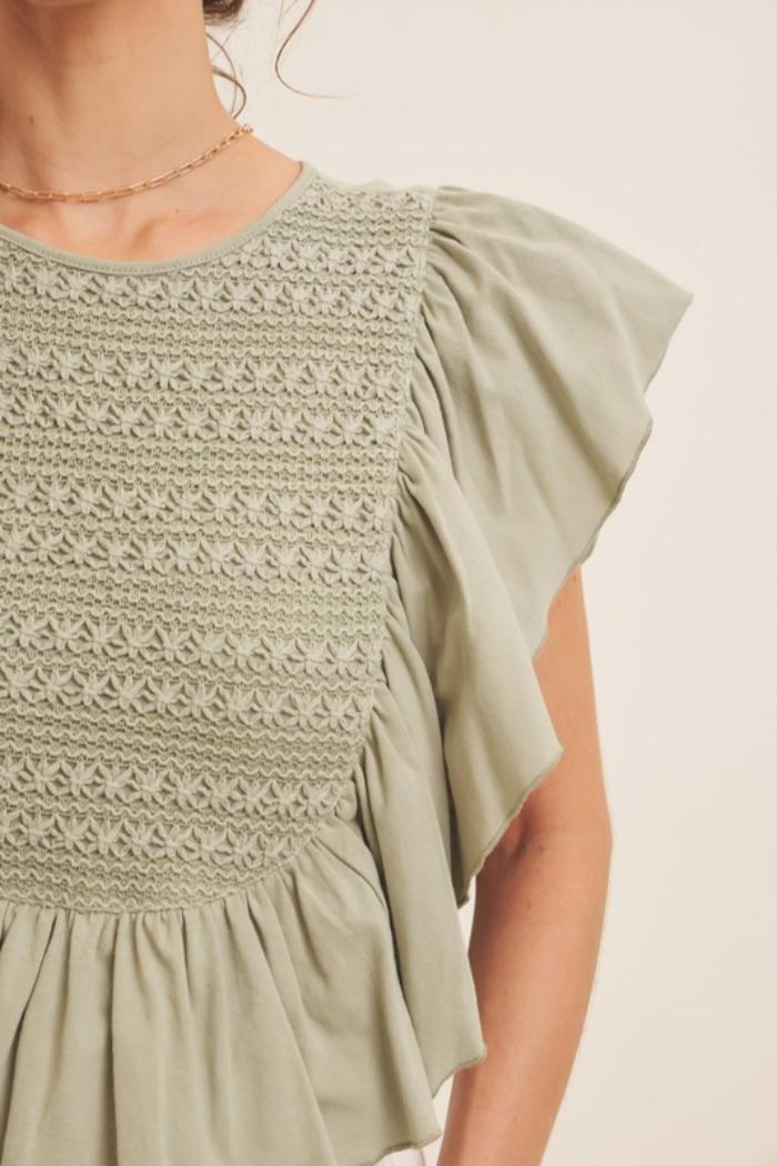 Flutter Slv Smocked Top Product Image