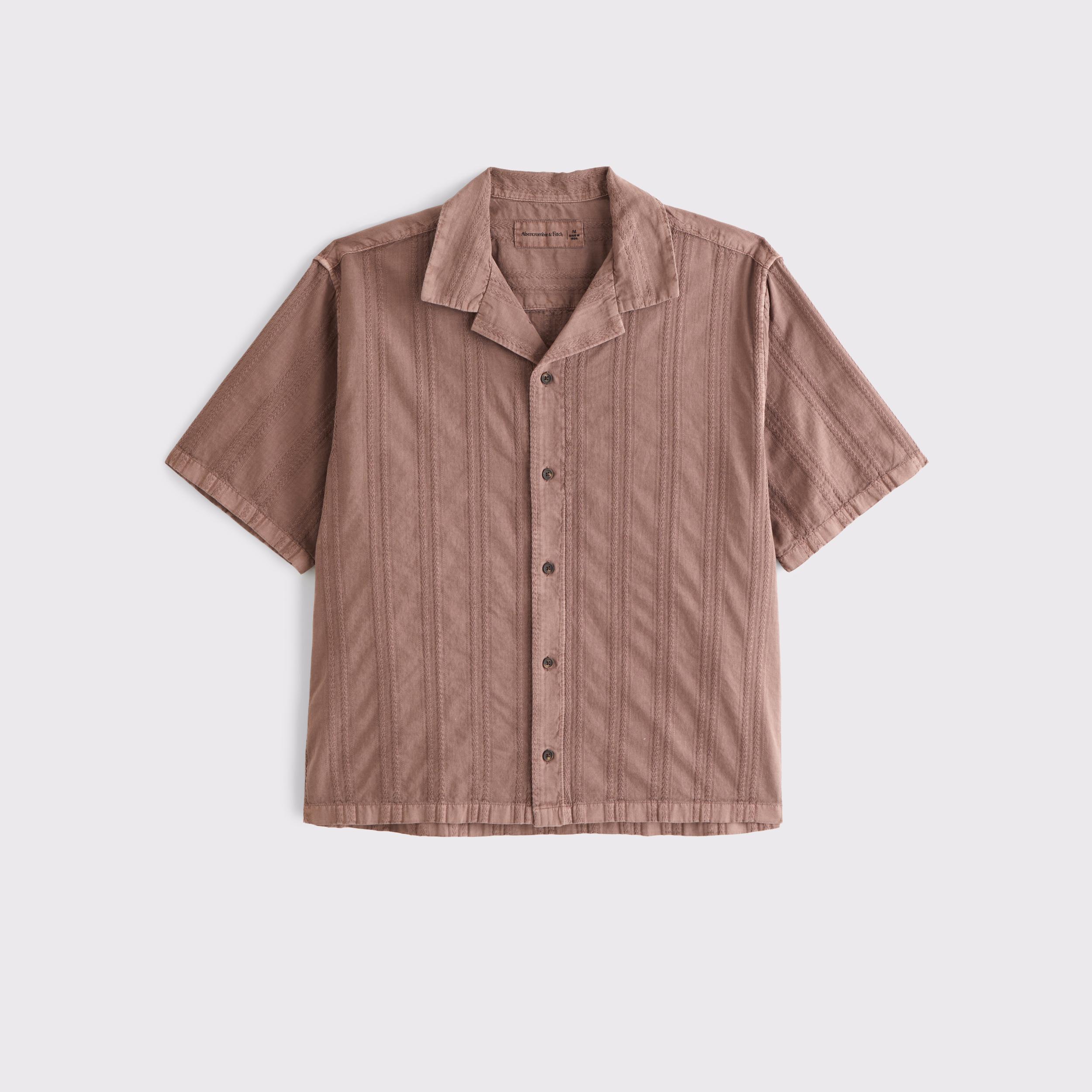 Camp Collar Braided Button-Up Shirt Product Image