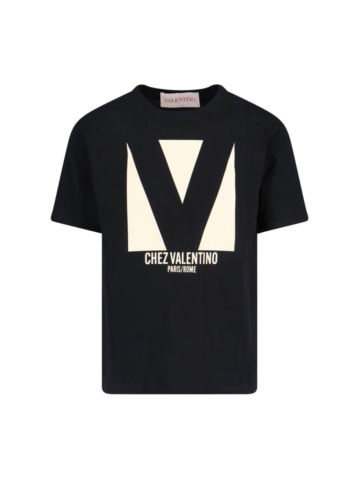 VALENTINO Crew Neck Short Sleeves T-shirts In Black Product Image