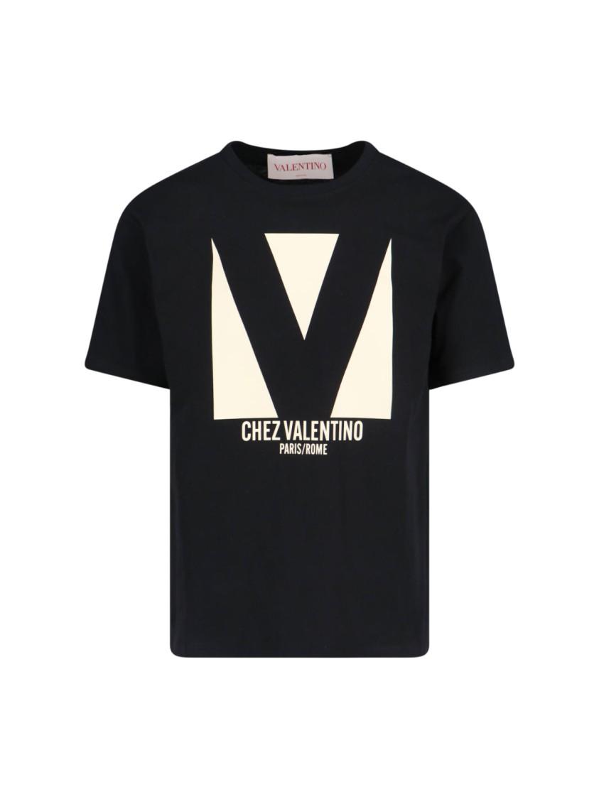 VALENTINO Crew Neck Short Sleeves T-shirts In Black Product Image