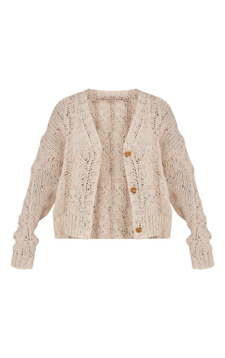 Cream Space Dye Chunky Knit Cardigan Product Image