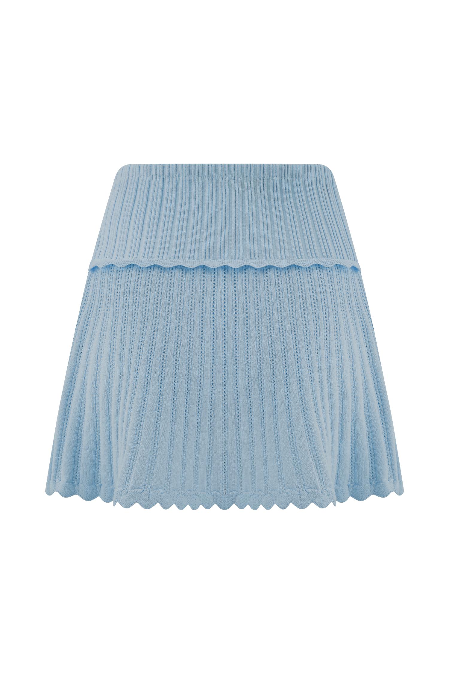 Indy Pointelle Knit Top - Cornflower Blue Product Image