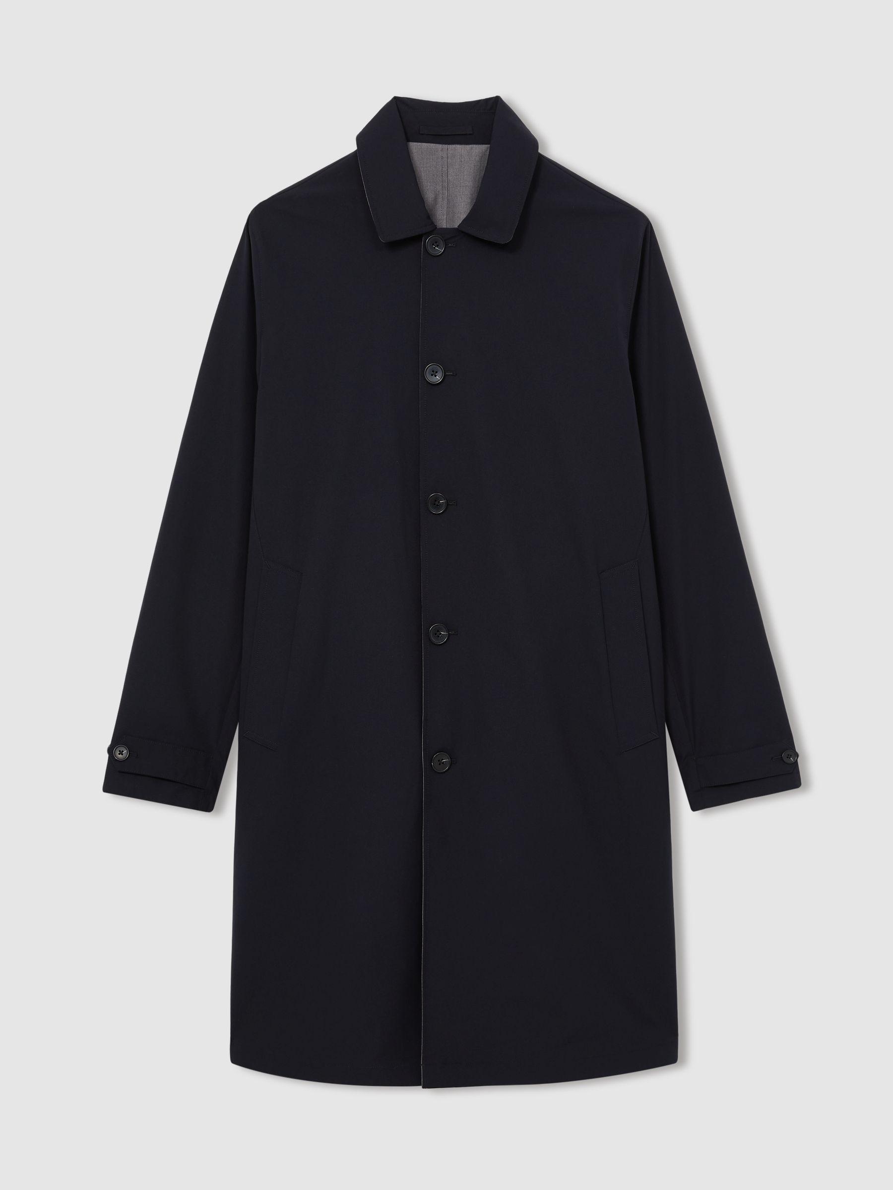 Reversible Mid-Length Coat in Navy/Grey Product Image
