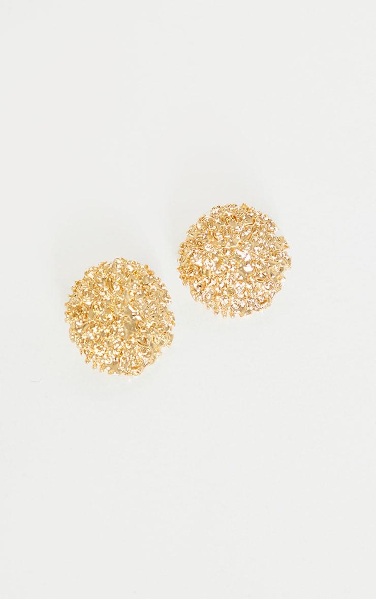 Gold Textured Circular Stud Earrings Product Image