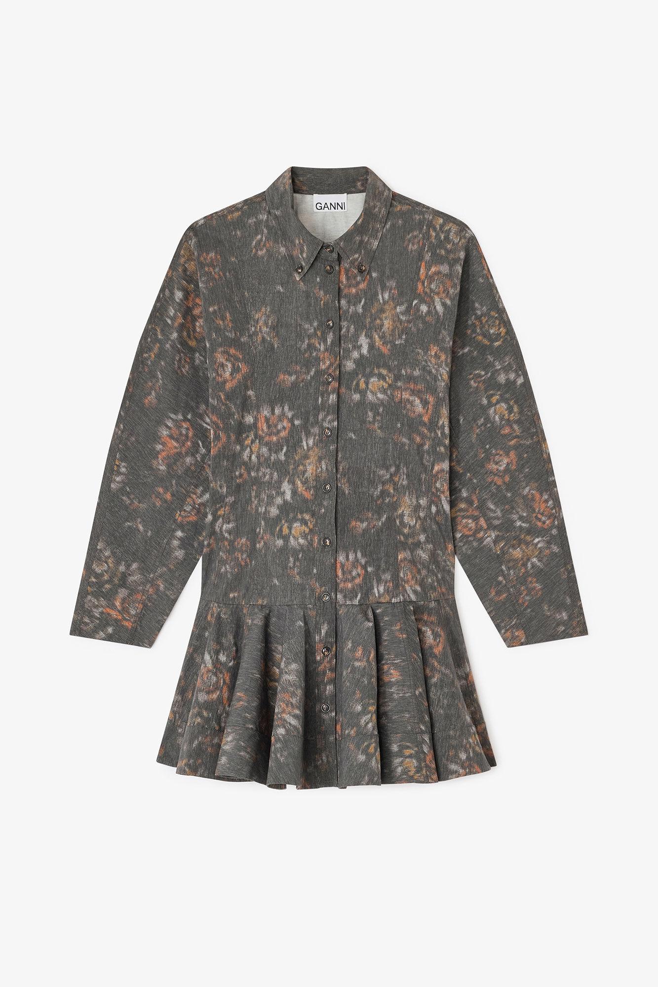 Black Floral Shirt Dress Product Image