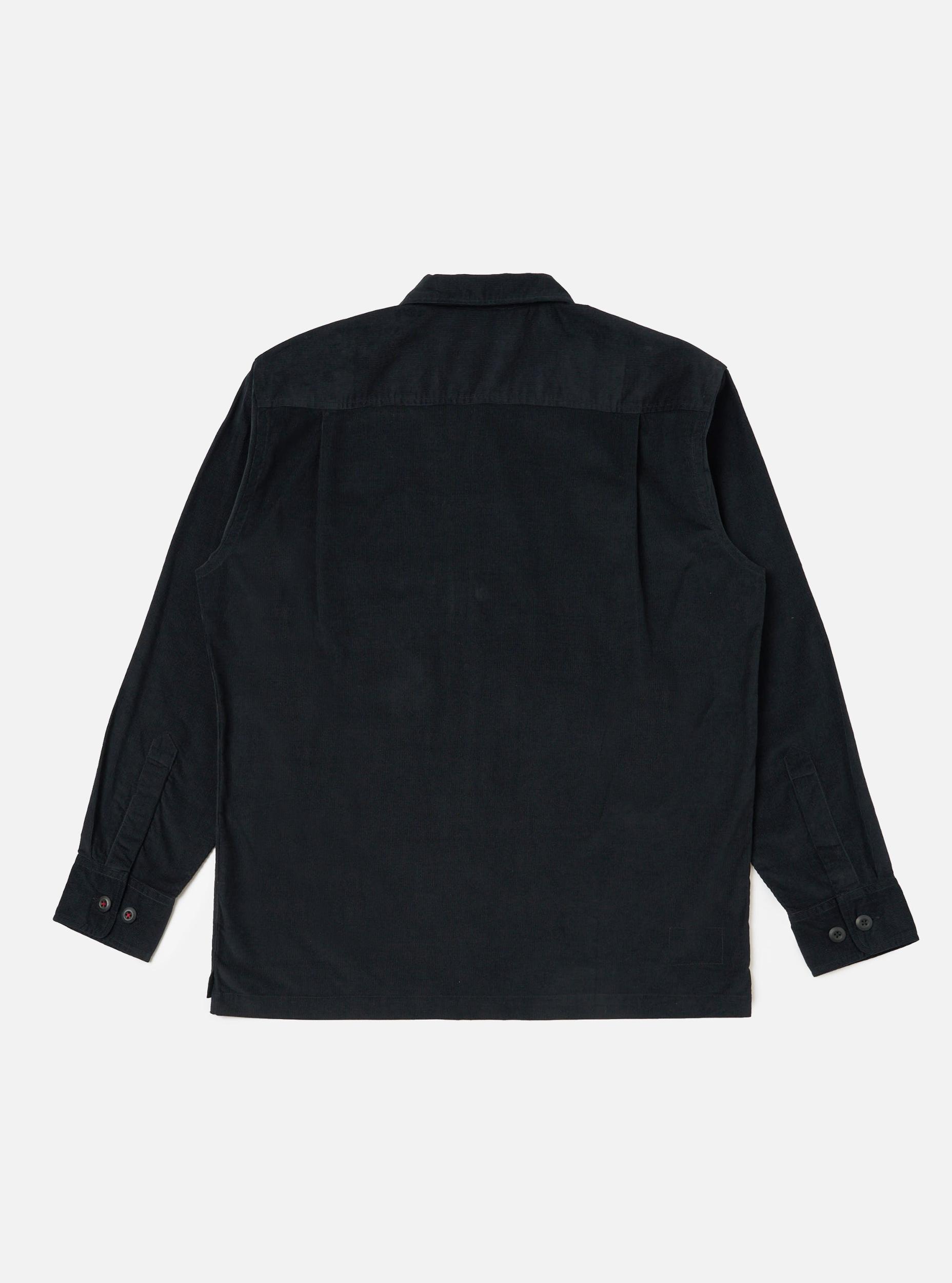 Black Organic Fine Cord Fatigue Shirt Product Image