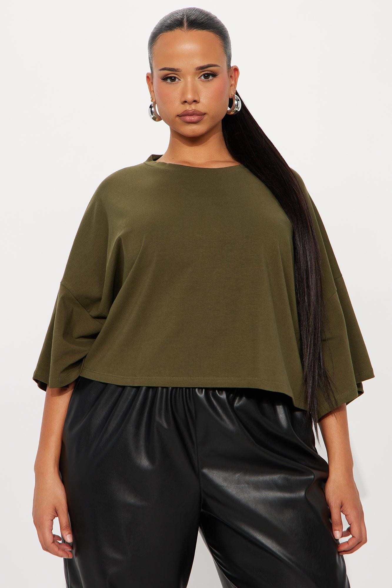 Blakely Boxy Wide Fit Short Sleeve Tshirt - Olive Female Product Image