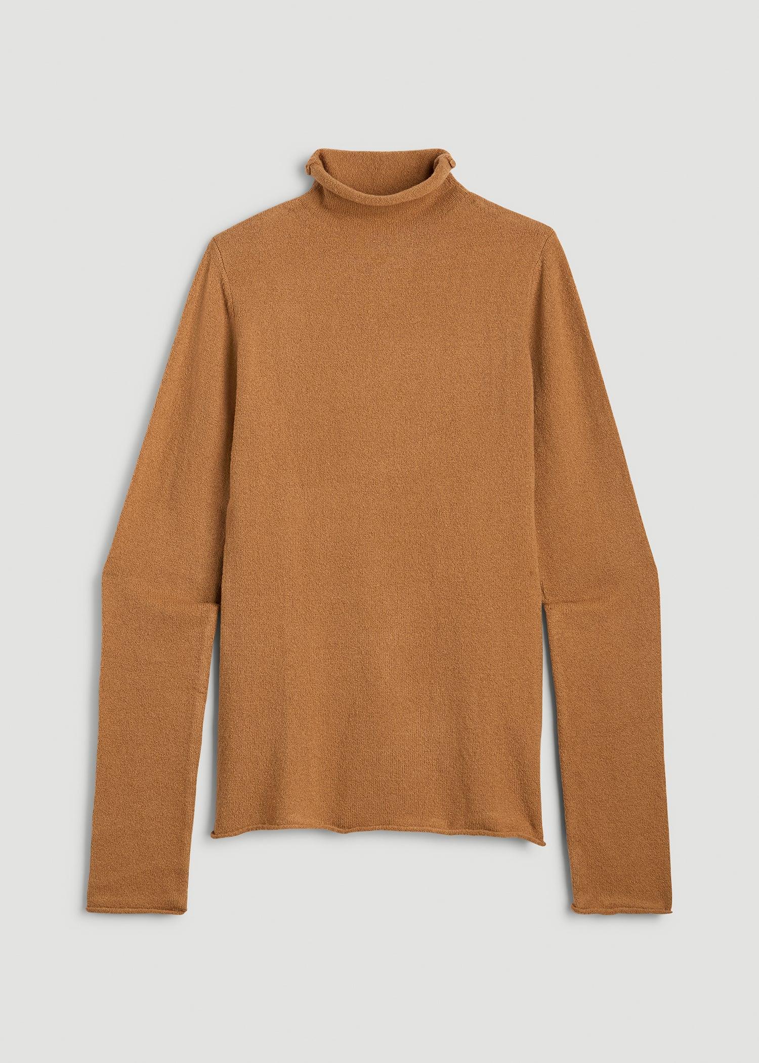 Rolled Mock Neck Sweater for Tall Women in Caramel Female Product Image