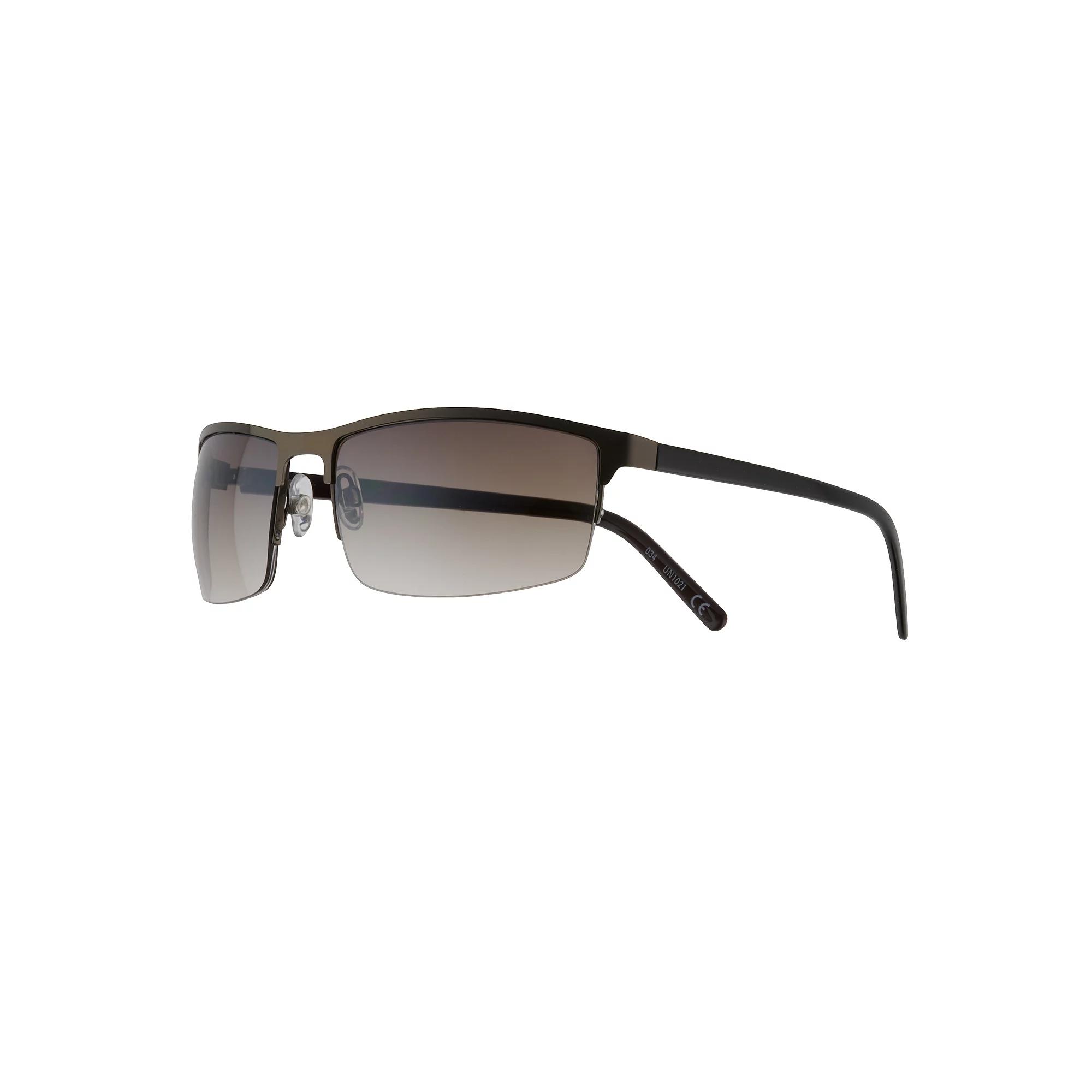 Men's Sonoma Goods For Life® 61mm Metal Semi-Rimless Sunglasses, Gray Product Image