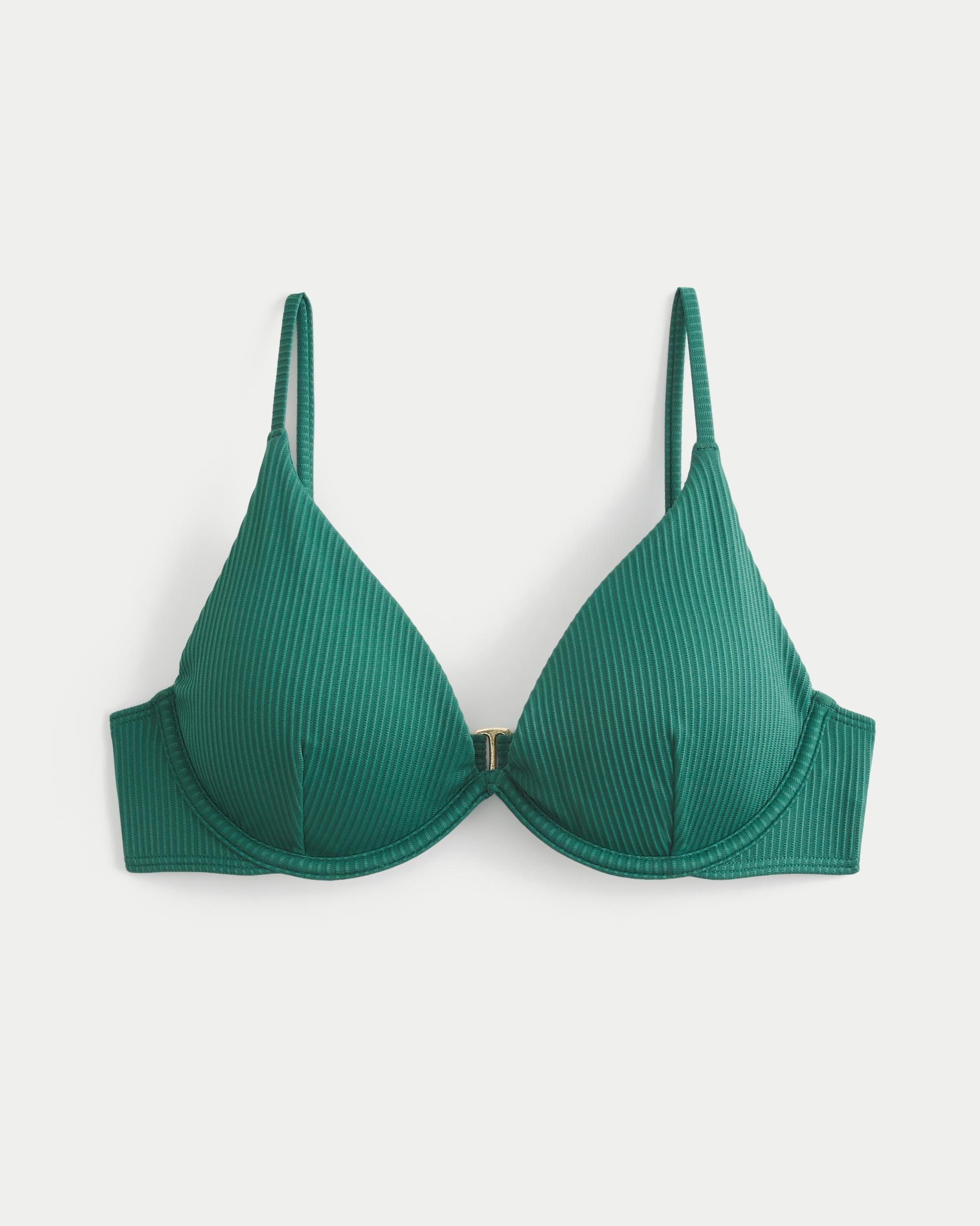 Ribbed Plunge Underwire Bikini Top Product Image