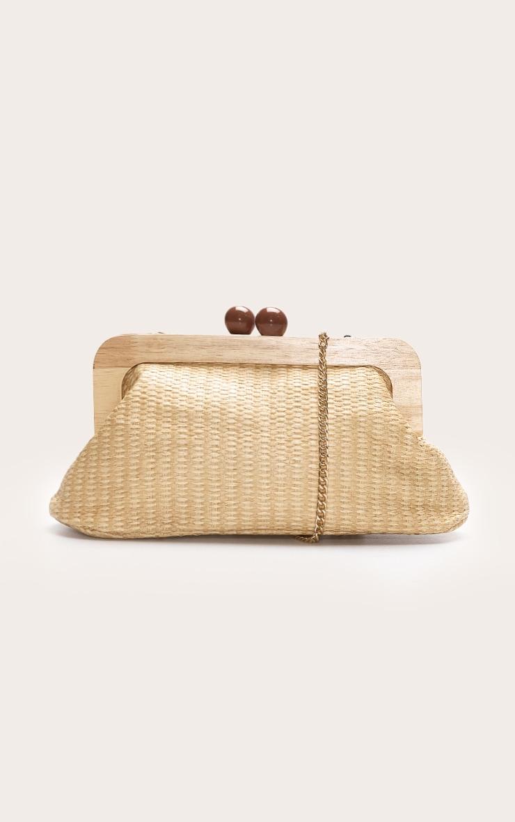 Natural Raffia Clutch With Tortoiseshell Detail Product Image