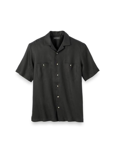 Linen Solid Casual Shirt - Black Product Image