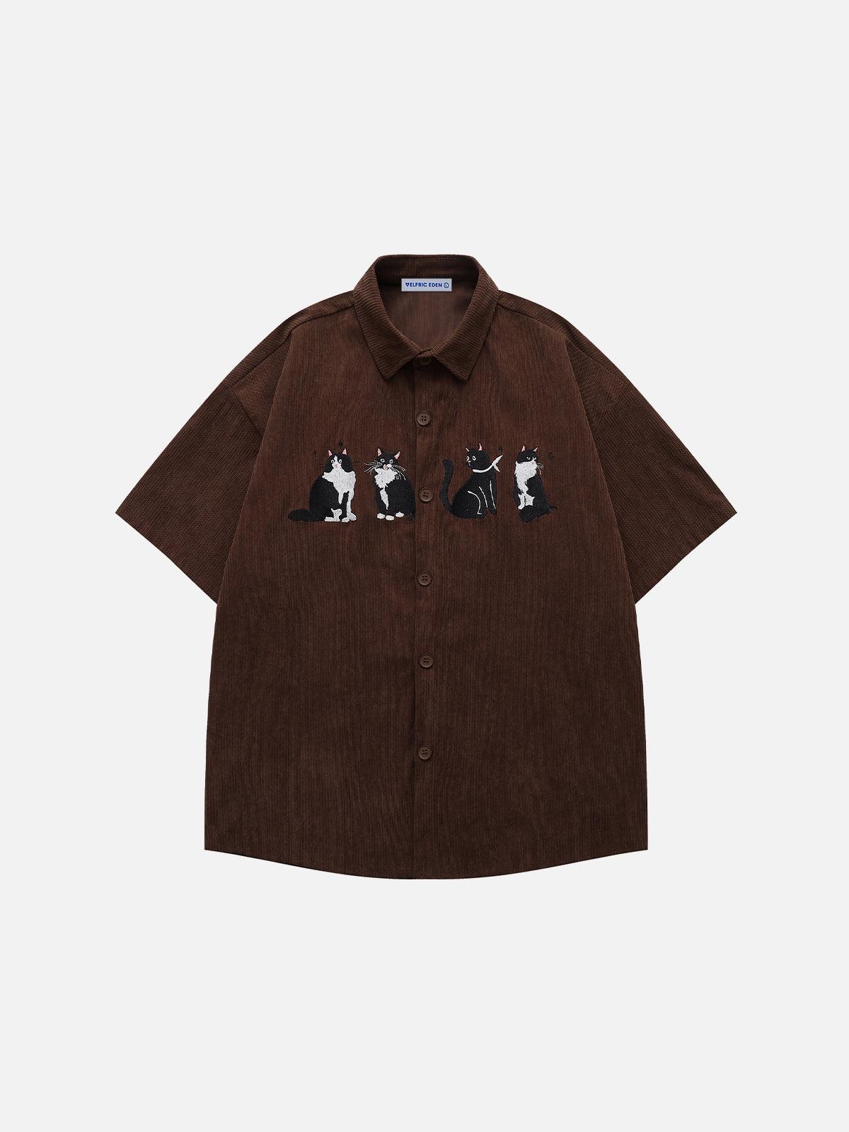 Aelfric Eden Embroidery Kitten Corduroy Shirt Product Image