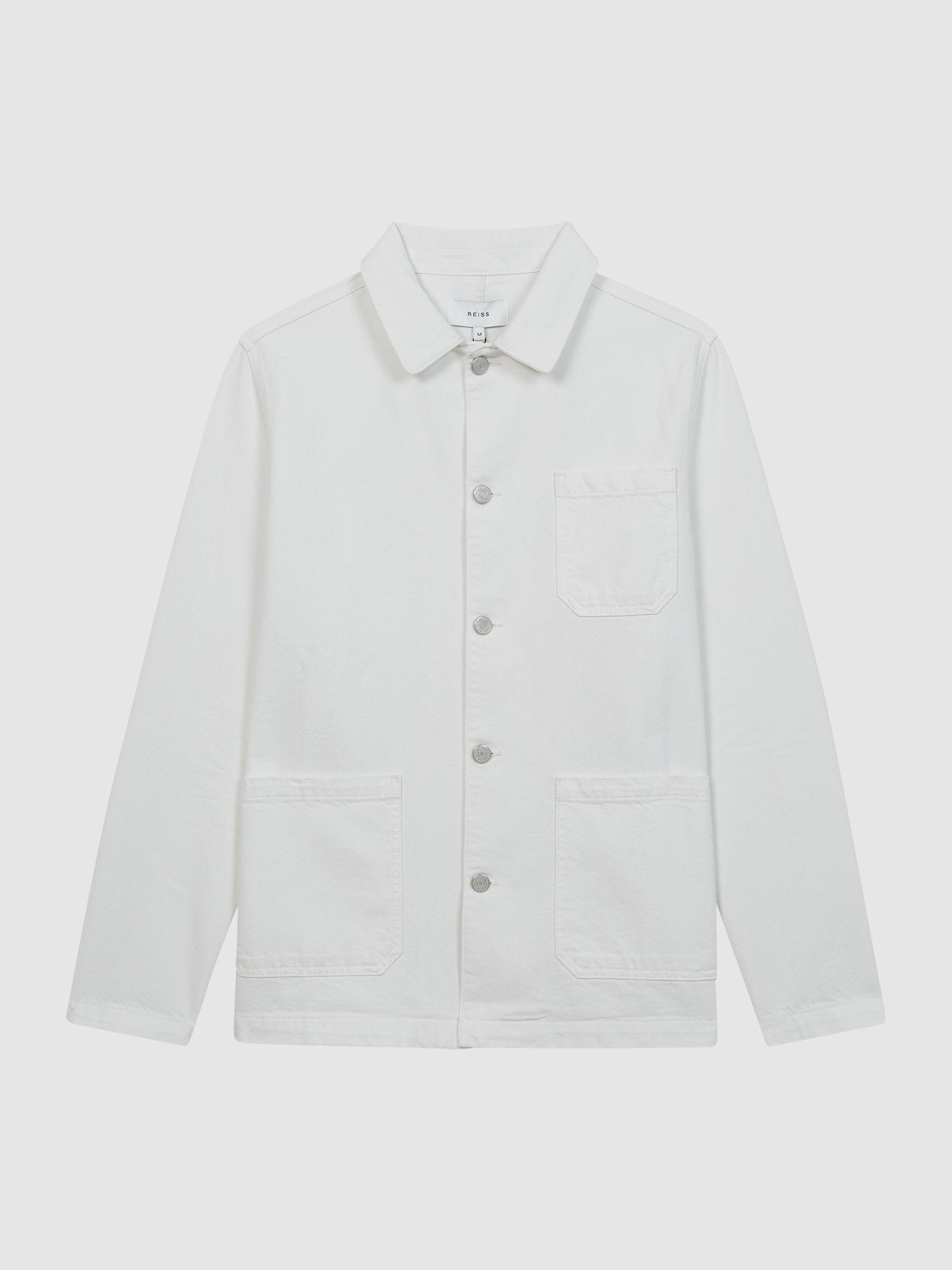 Cotton Twill Worker Jacket in White Product Image
