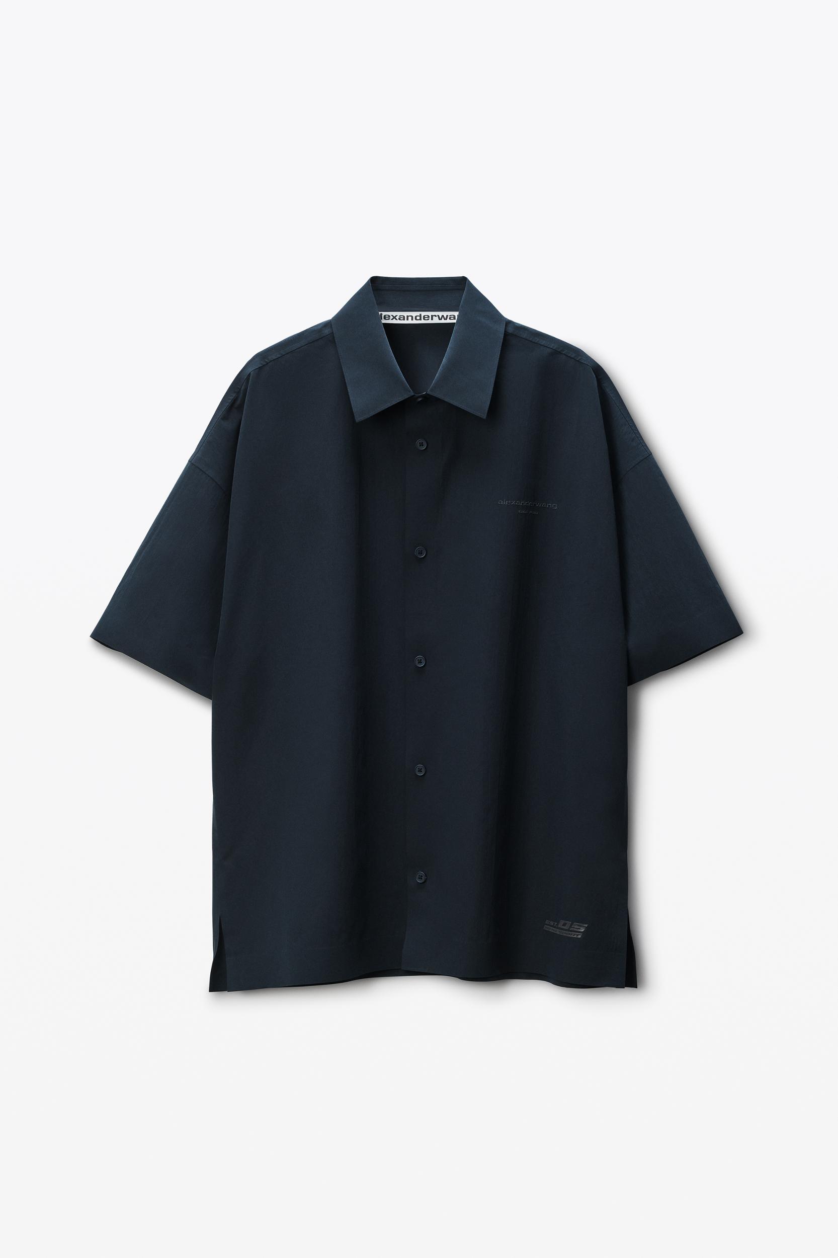 Black Laser-cut Logo Button Up Shirt  Product Image