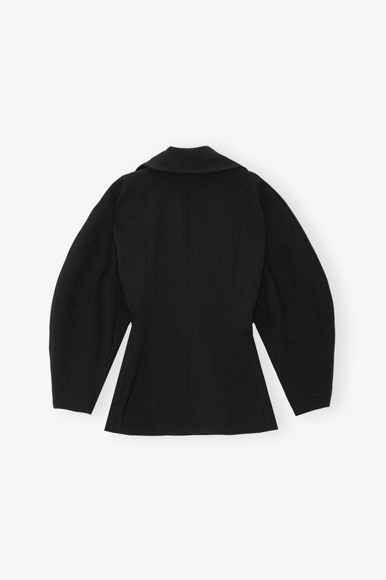 Black Bonded Crepe Curve Sleeve Jacket Product Image