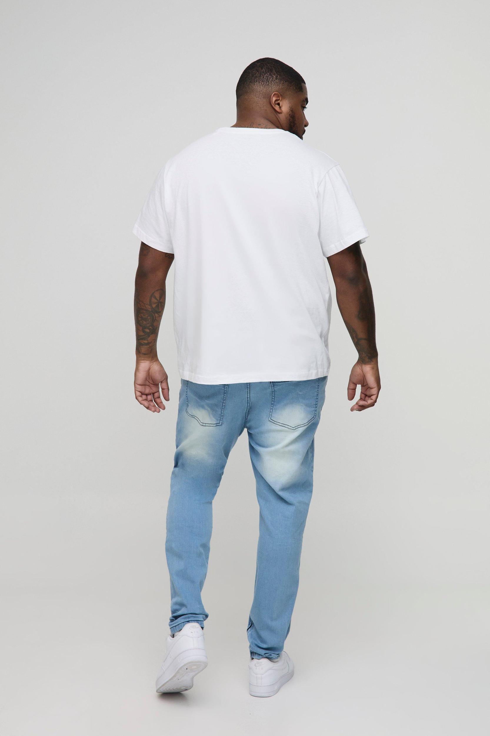 Plus Ripped Zip Hem Super Skinny Jeans | boohooMAN USA Product Image
