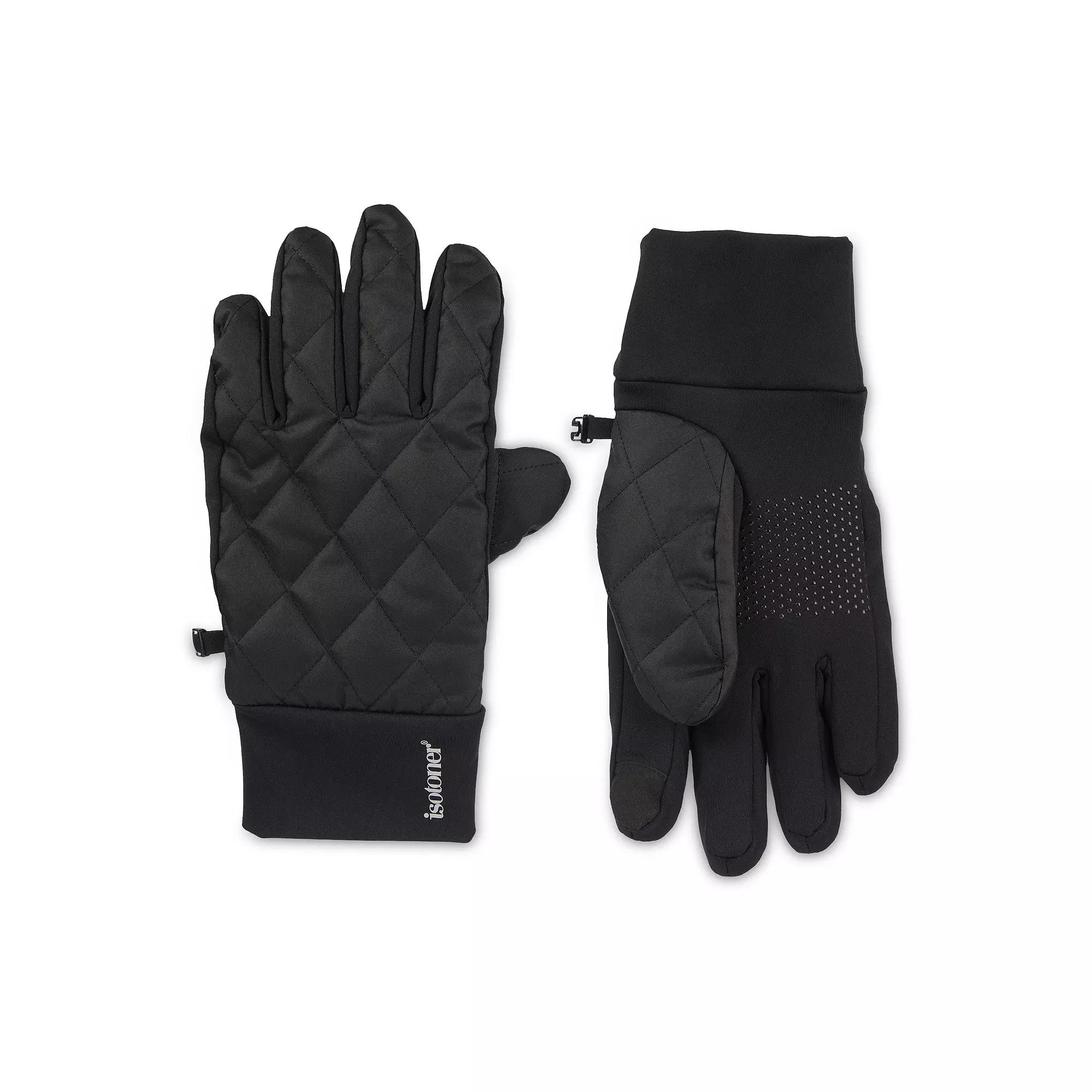 Men's isotoner Diamond Quilted Water-Repellent Touchscreen Gloves, Size: Large, Navy Blue Product Image