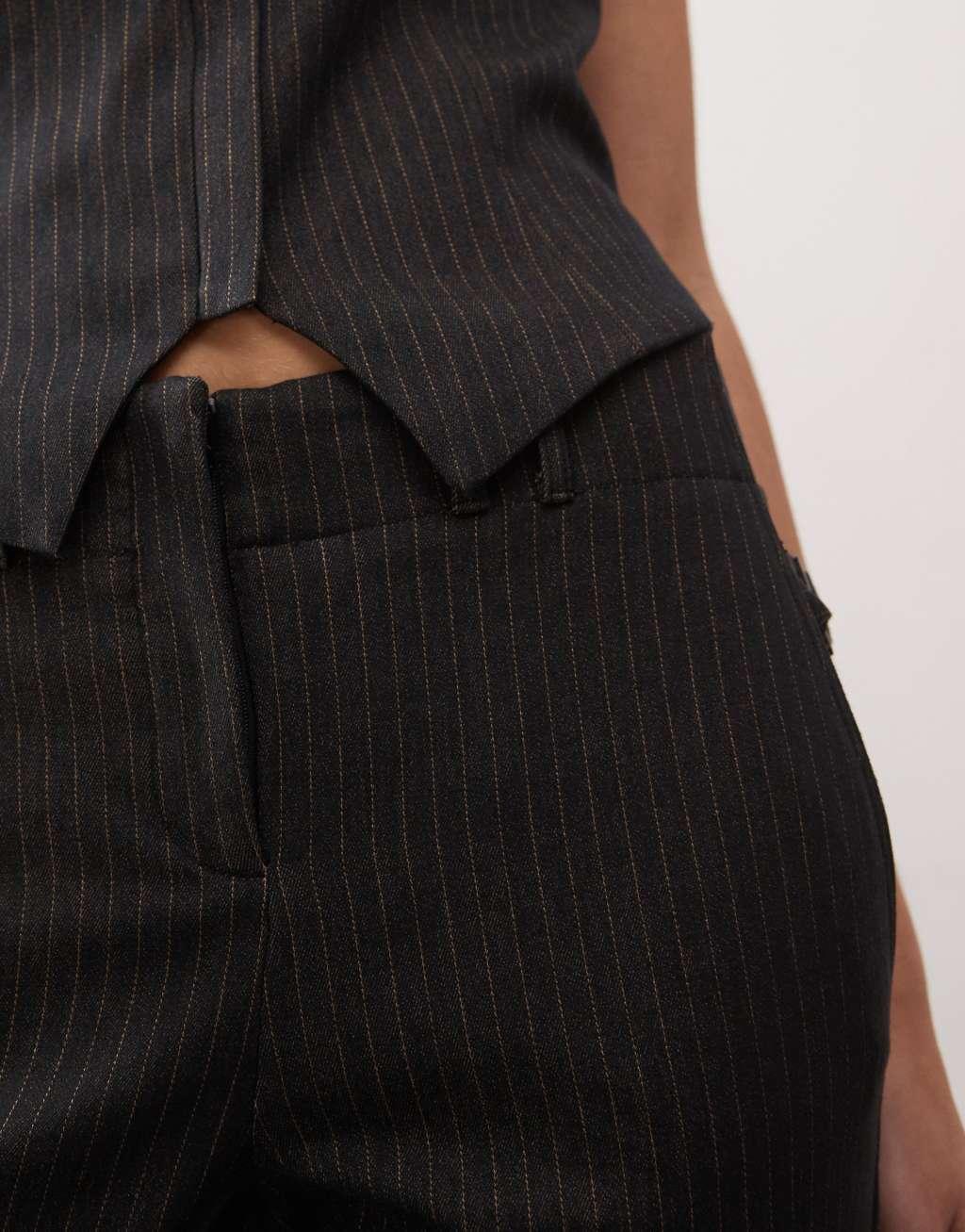 COLLUSION low rise pinstripe kick flare pants in black Product Image