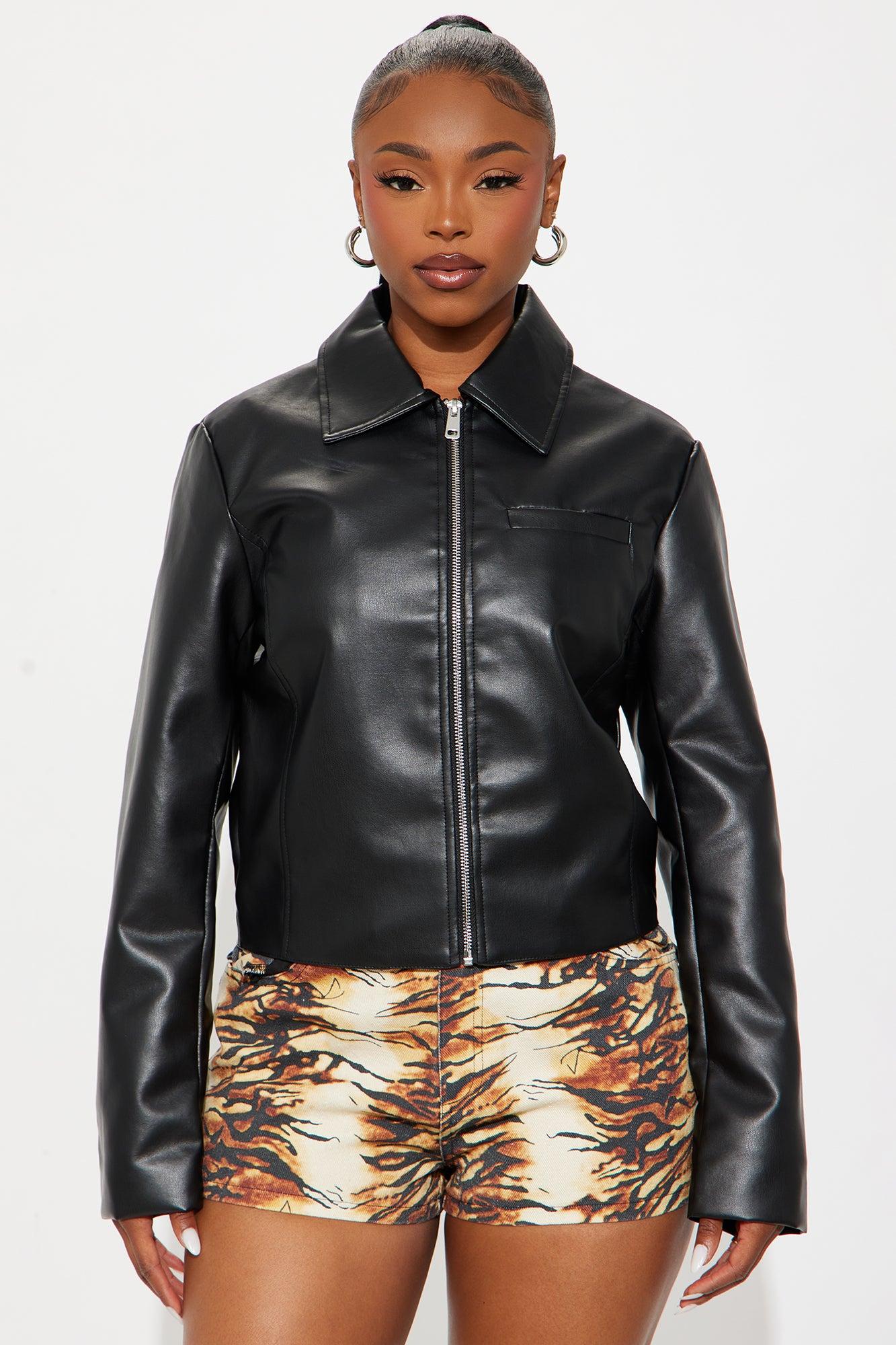 Nia Faux Leather Jacket - Black Female Product Image