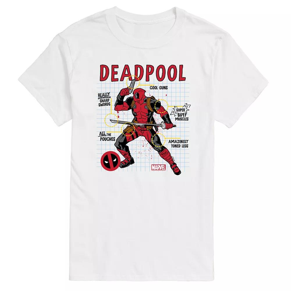 Men's Marvel Deadpool Blue Print Long Sleeve Graphic Tee,  Product Image