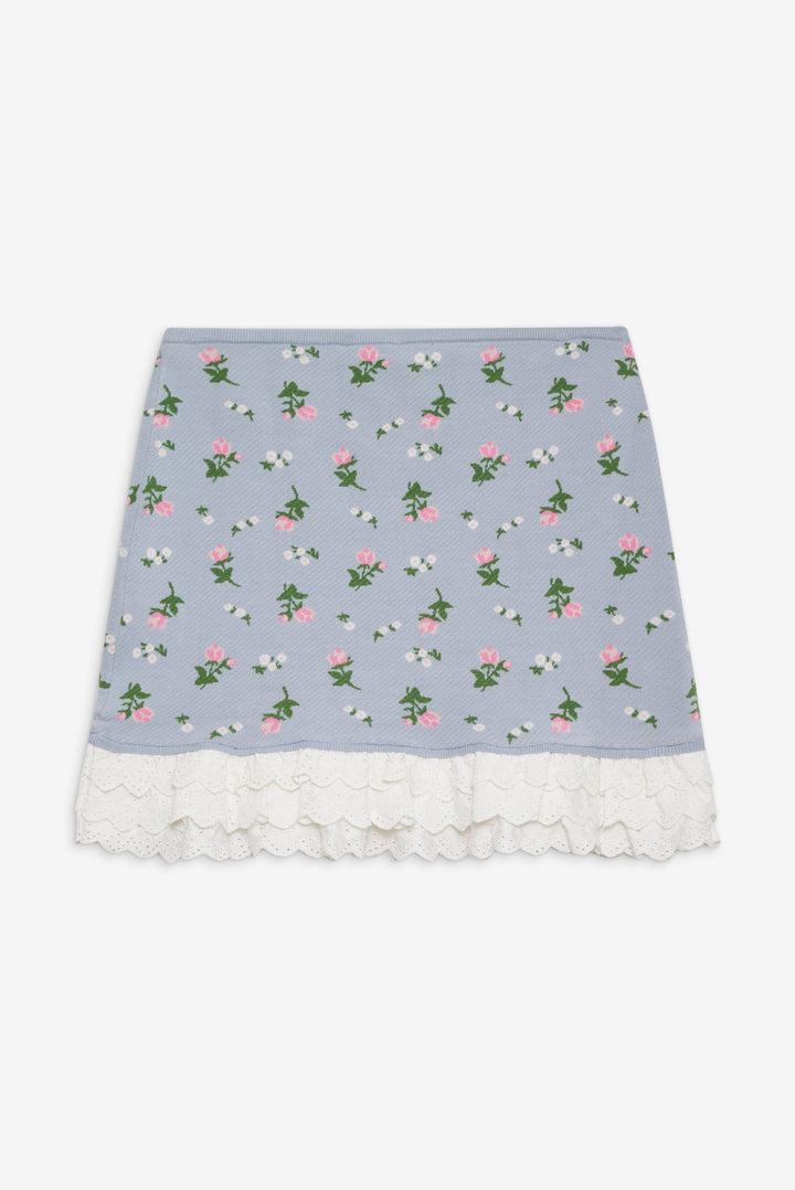 Amalia Knit Mini Skirt — Blue Product Image