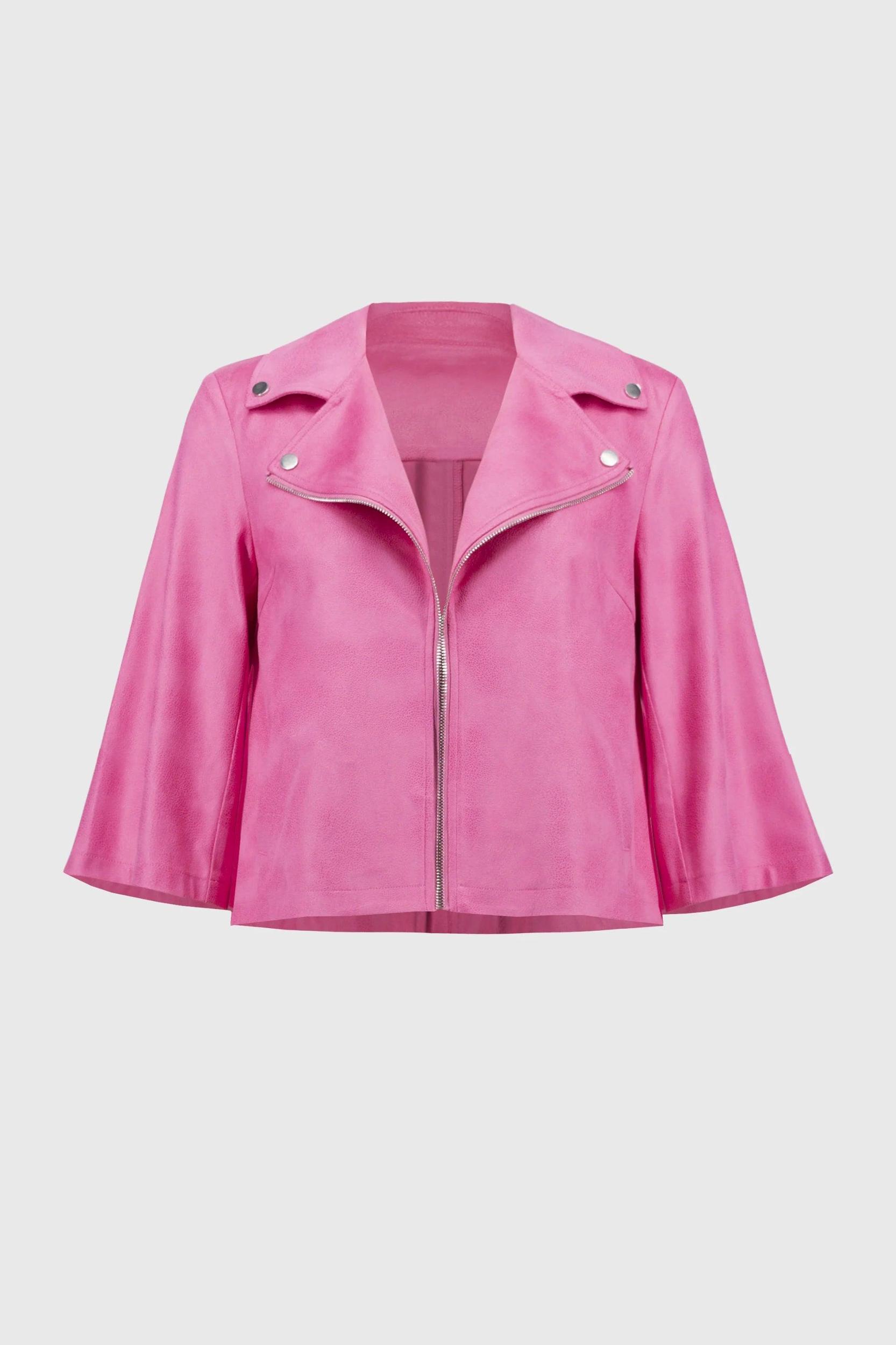 Foiled Faux Suede Swing Jacket- Bubblegum Product Image