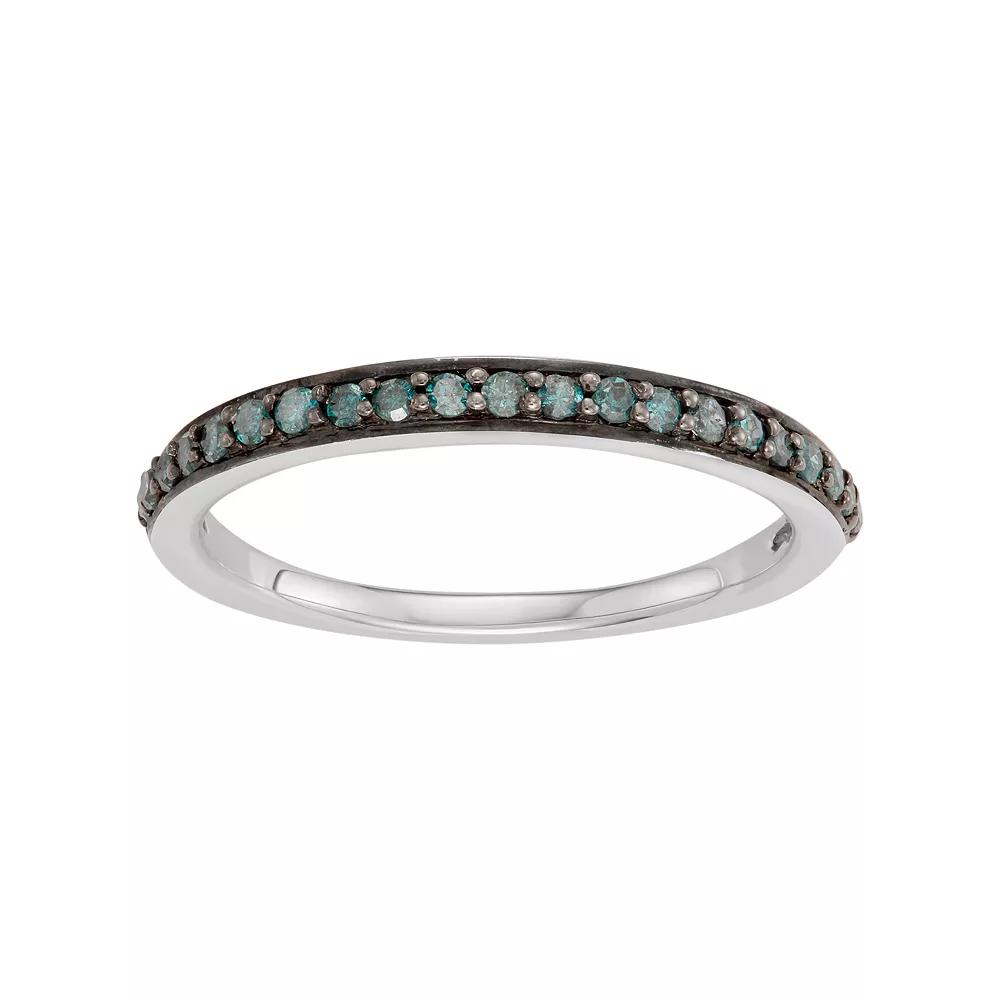 14k White Gold 1/4 Carat T.W. Blue Diamond Stack Ring, Women's, Size: 6, 14k Whgold Product Image