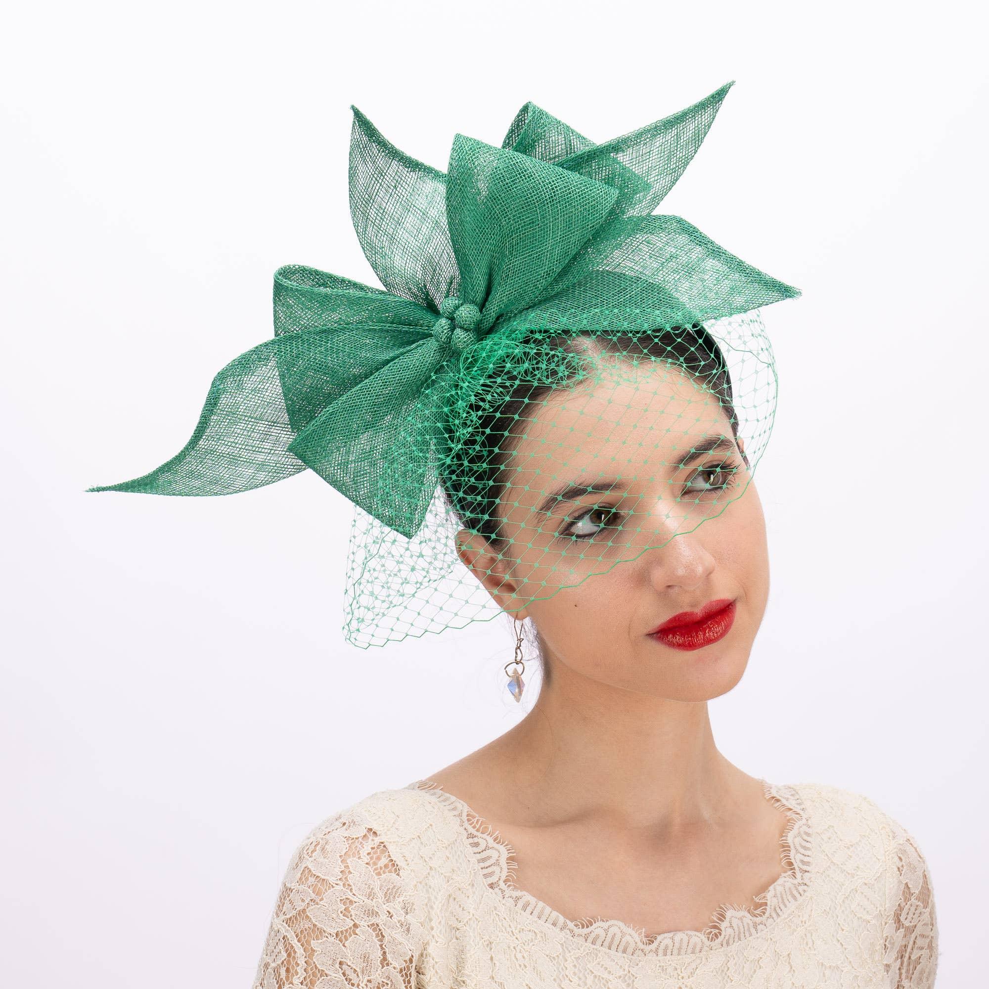Large Sinamay Bow And French Veil Fascinator Product Image
