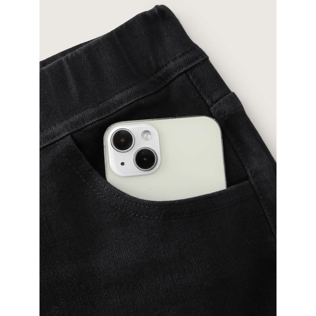 Plus Size Supersoft Stretchy Flared Jeans Women Denimblack Leisure High stretch Slanted pocket Jeans BloomChic 12/L Product Image