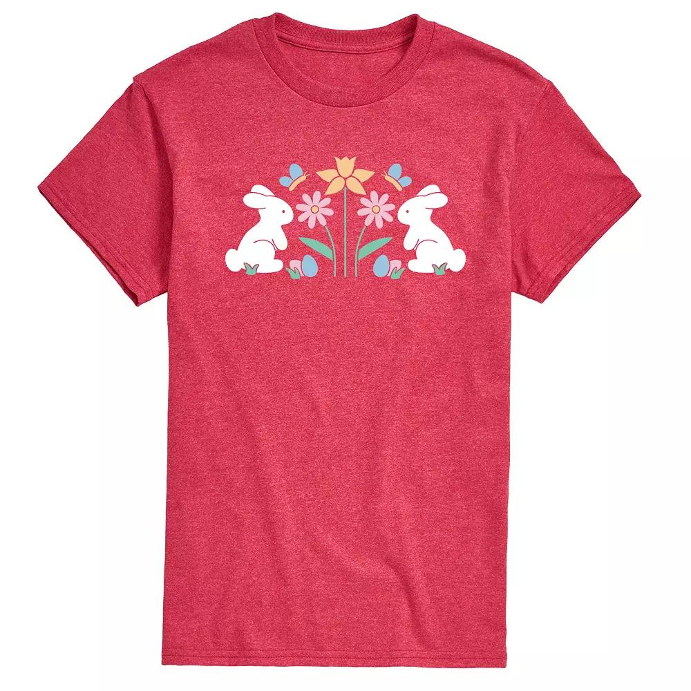 Men's Stencil Bunnies with Flowers Graphic Tee,  Product Image